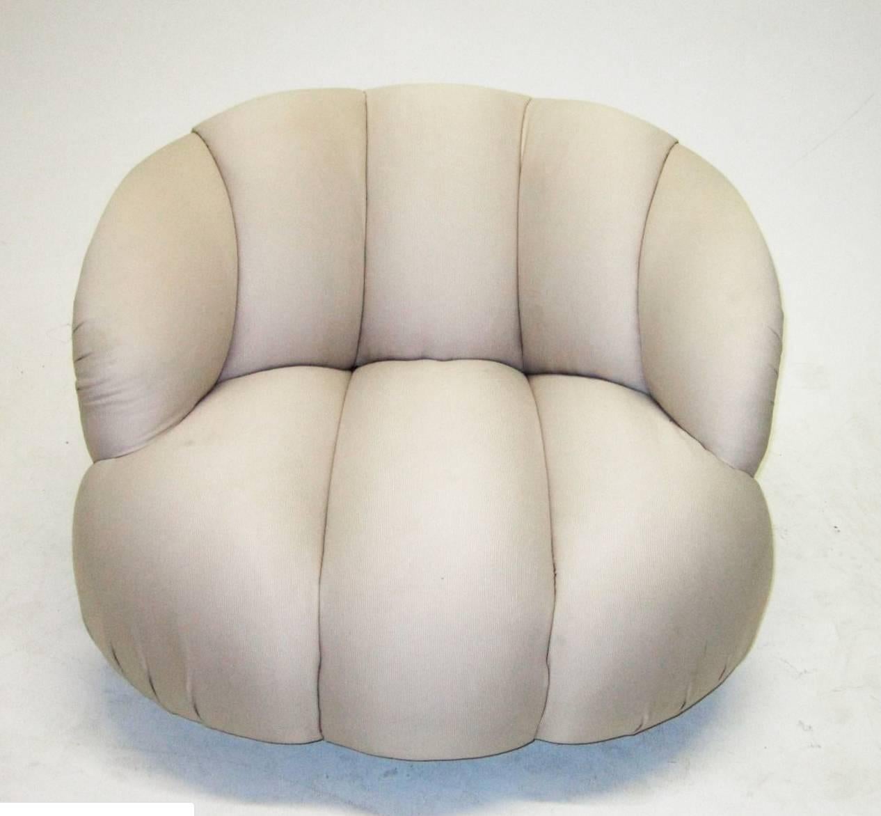 Late 20th Century A. Rudin Channel Back Cloud Sofa with Oversized Chair