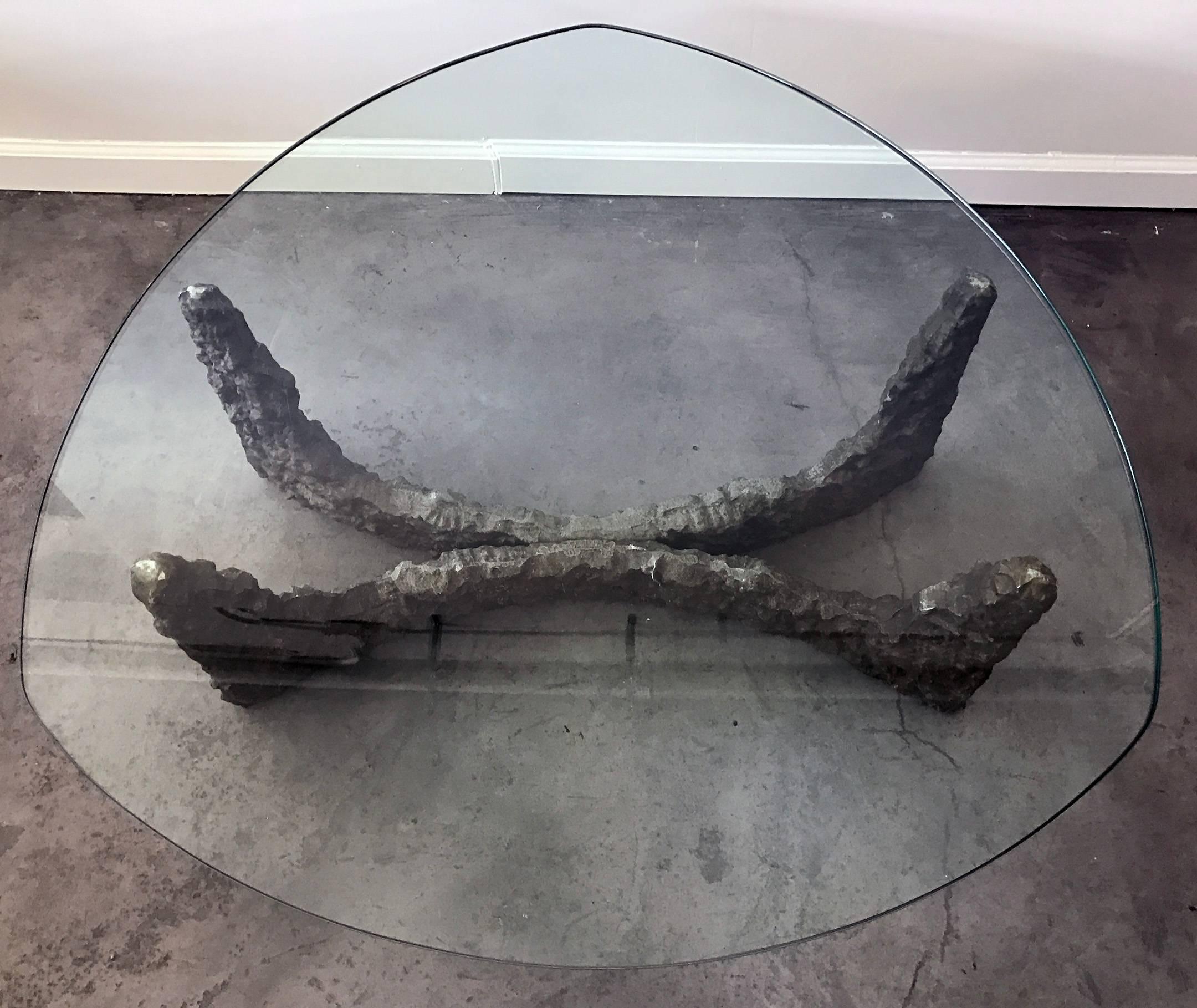 Mid-Century Bronze Brutalist Coffee Table in the Manner of Paul Evans In Good Condition In Culver City, CA