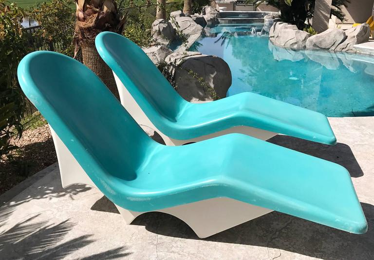 Pair of MidCentury Fiberglass Poolside Lounge Chairs by Lebarron of