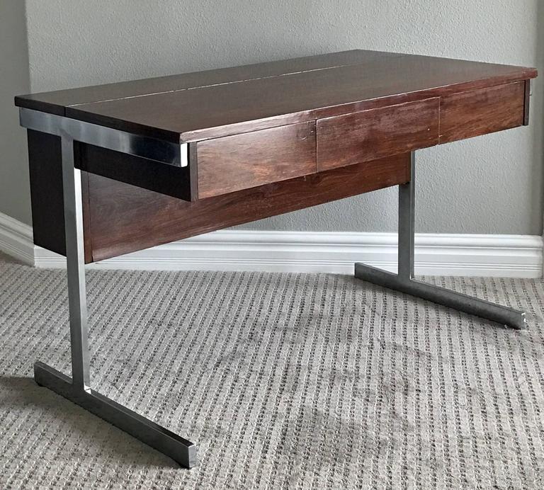 Lane Rosewood And Chrome Desk At 1stdibs