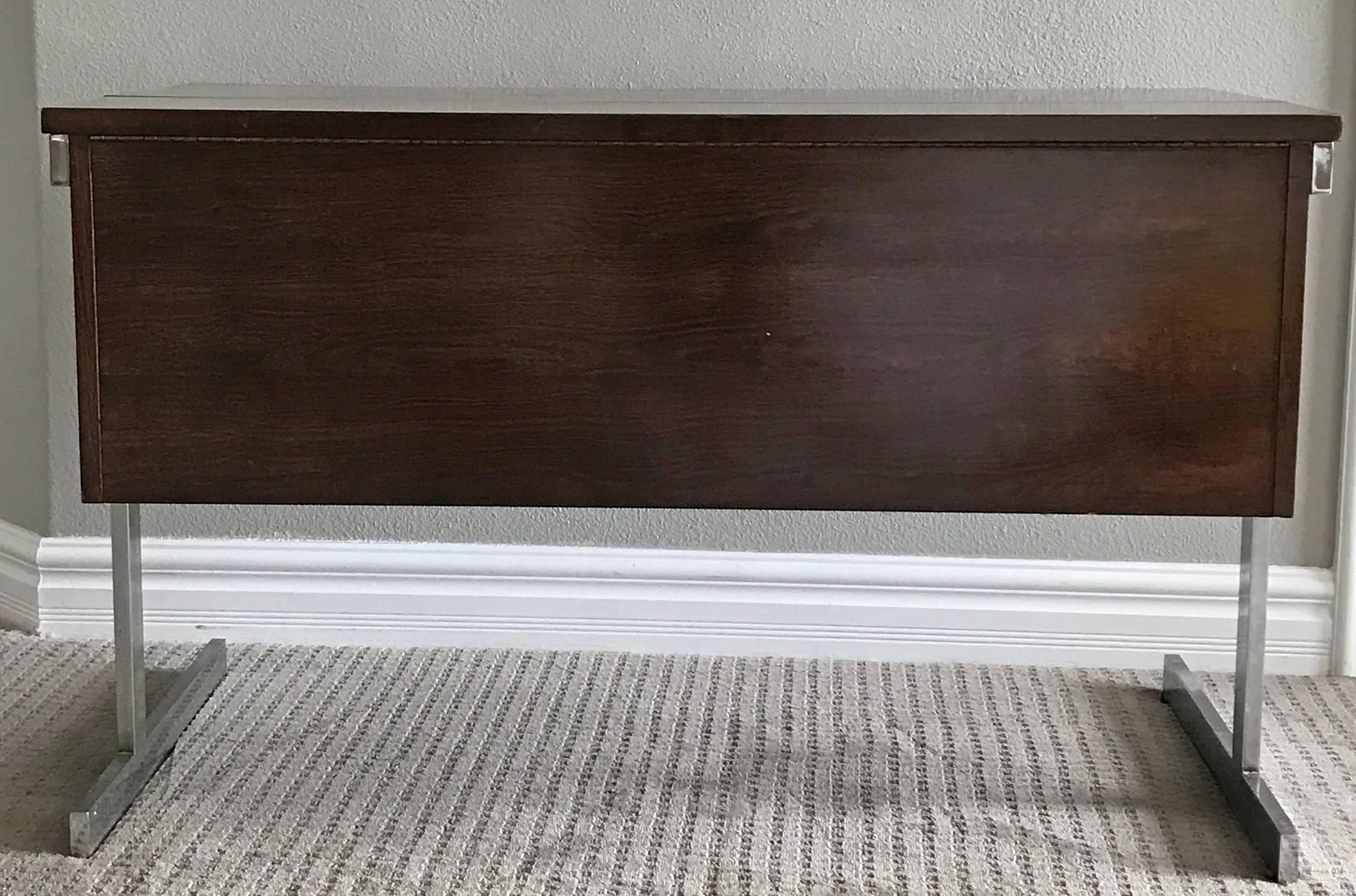 Lane Rosewood and Chrome Desk In Excellent Condition In Culver City, CA