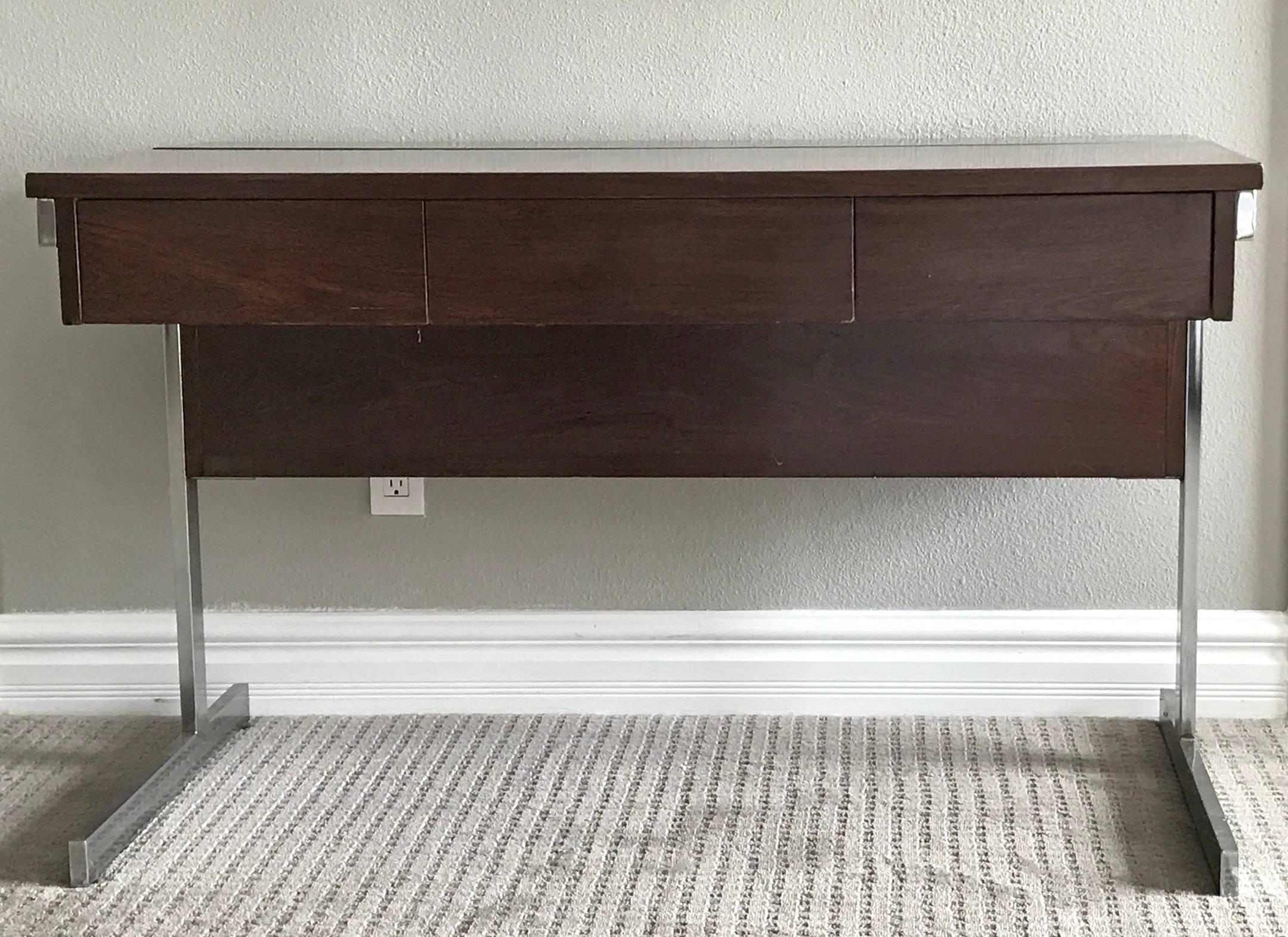 Late 20th Century Lane Rosewood and Chrome Desk