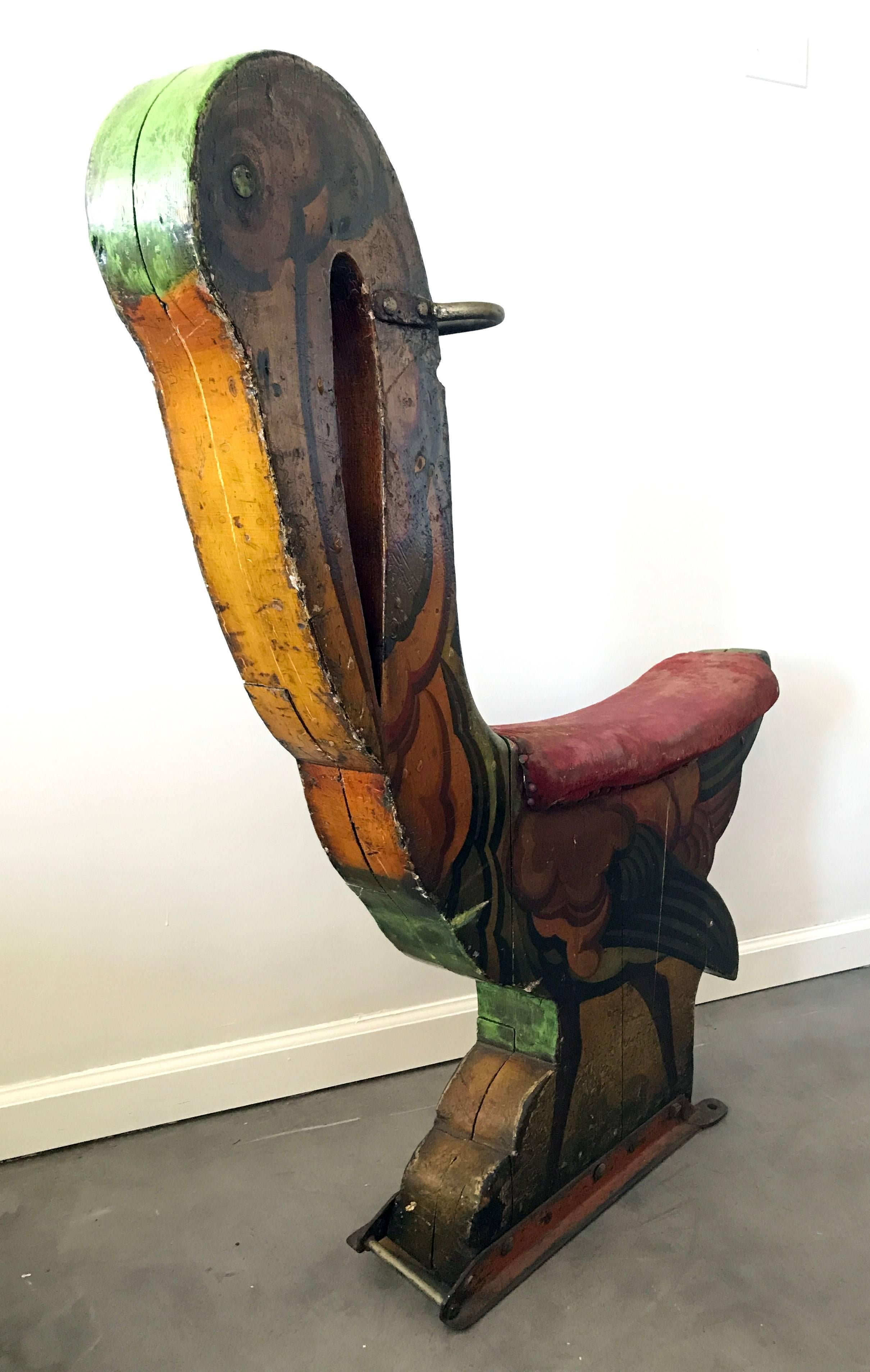 Whimsical 1920s English Carnival Ride Painted Bird In Distressed Condition In Culver City, CA