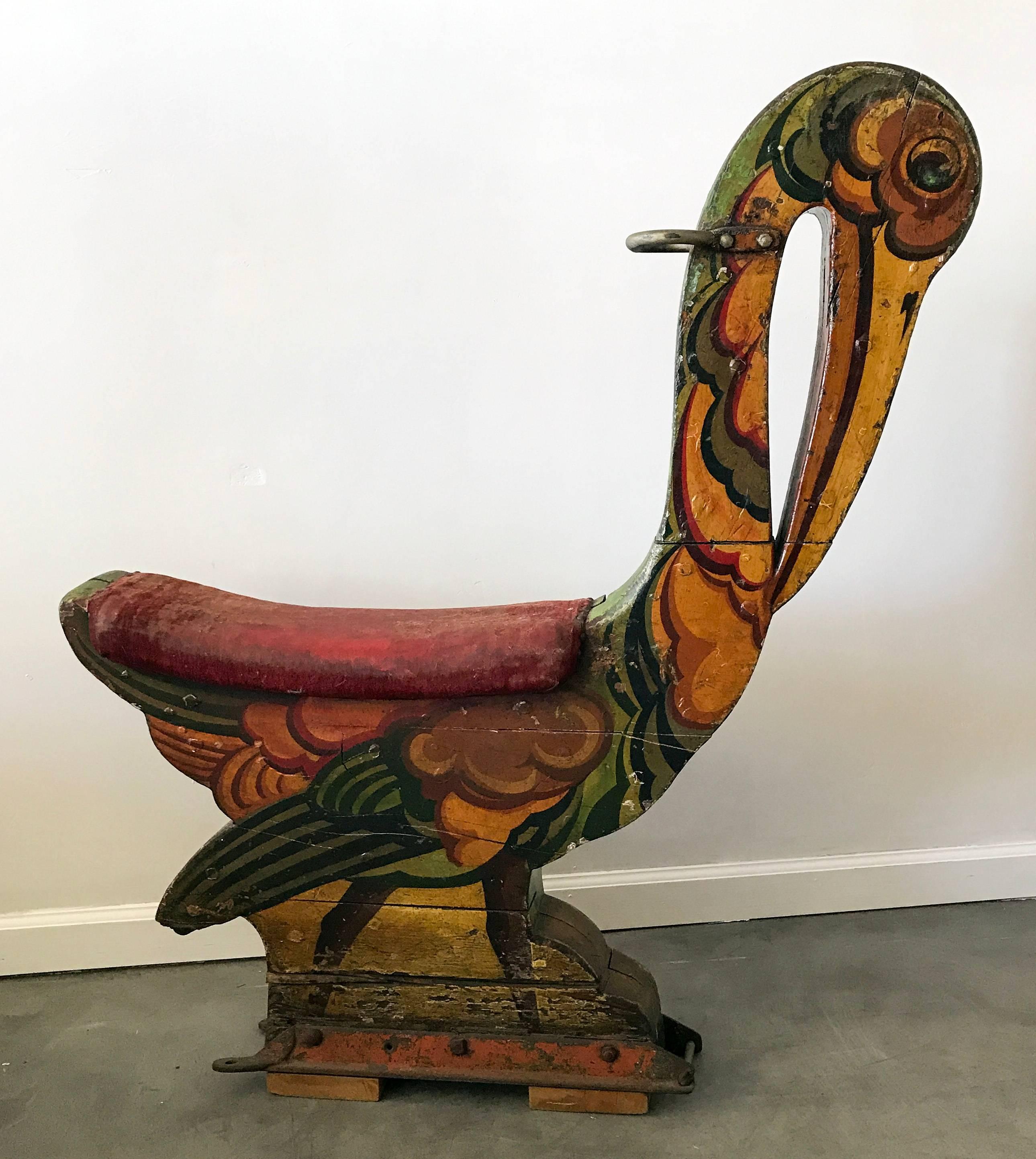 Whimsical 1920s English Carnival Ride Painted Bird 2