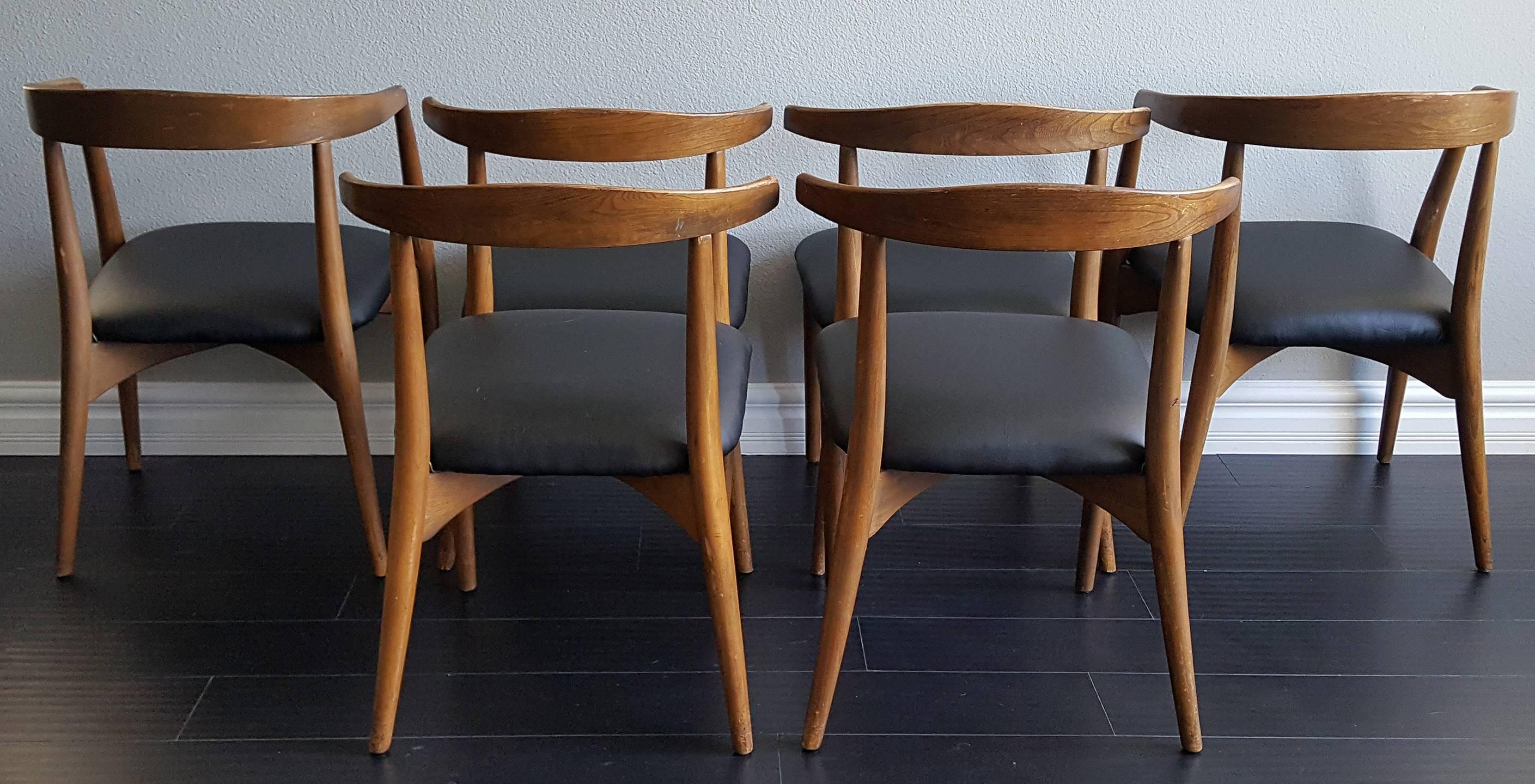 Mid-Century Modern Set of Six Lawrence Peabody Sculptural Dining Chairs