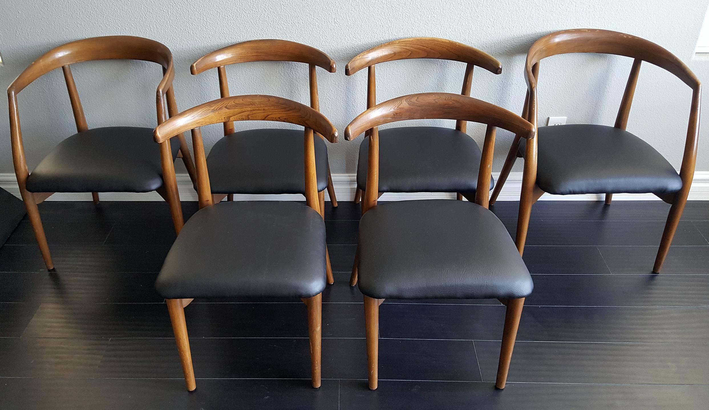 Set of Six Lawrence Peabody Sculptural Dining Chairs In Distressed Condition In Culver City, CA