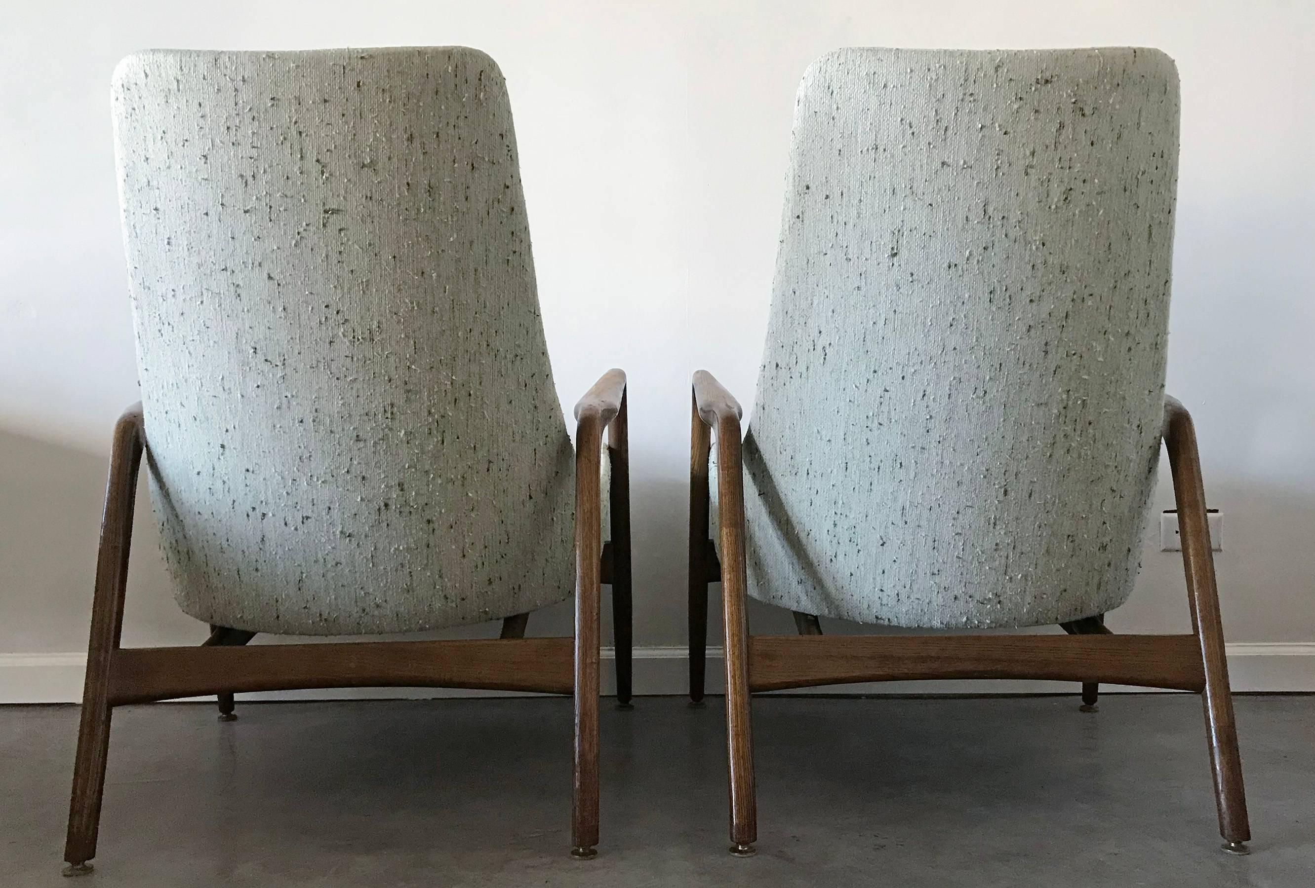 Early Pair of Ib Kofod Larsen High Back Lounge Chairs 2