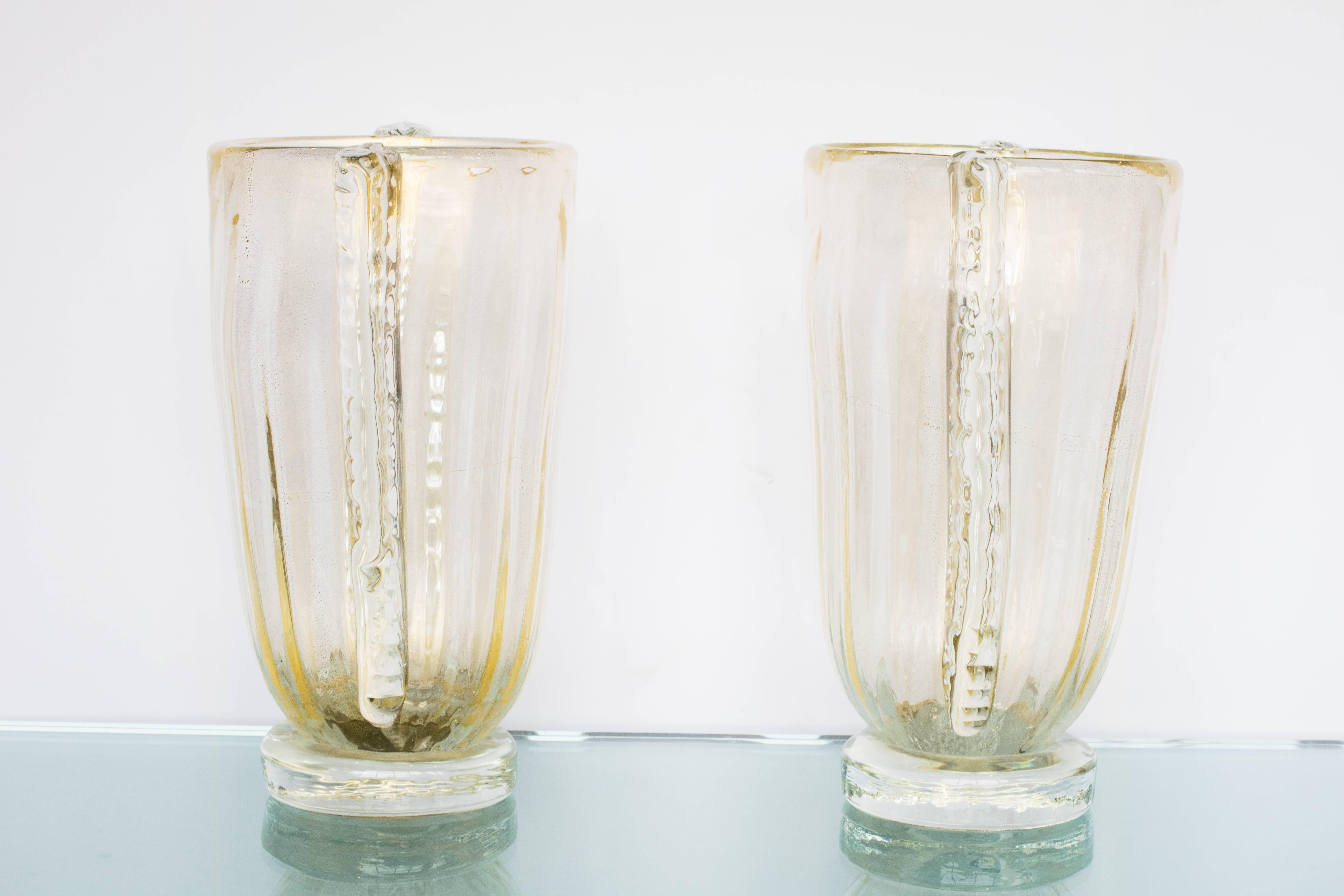 Mid-Century Modern Winged Murano Vases by Sergio Costantini, Pair