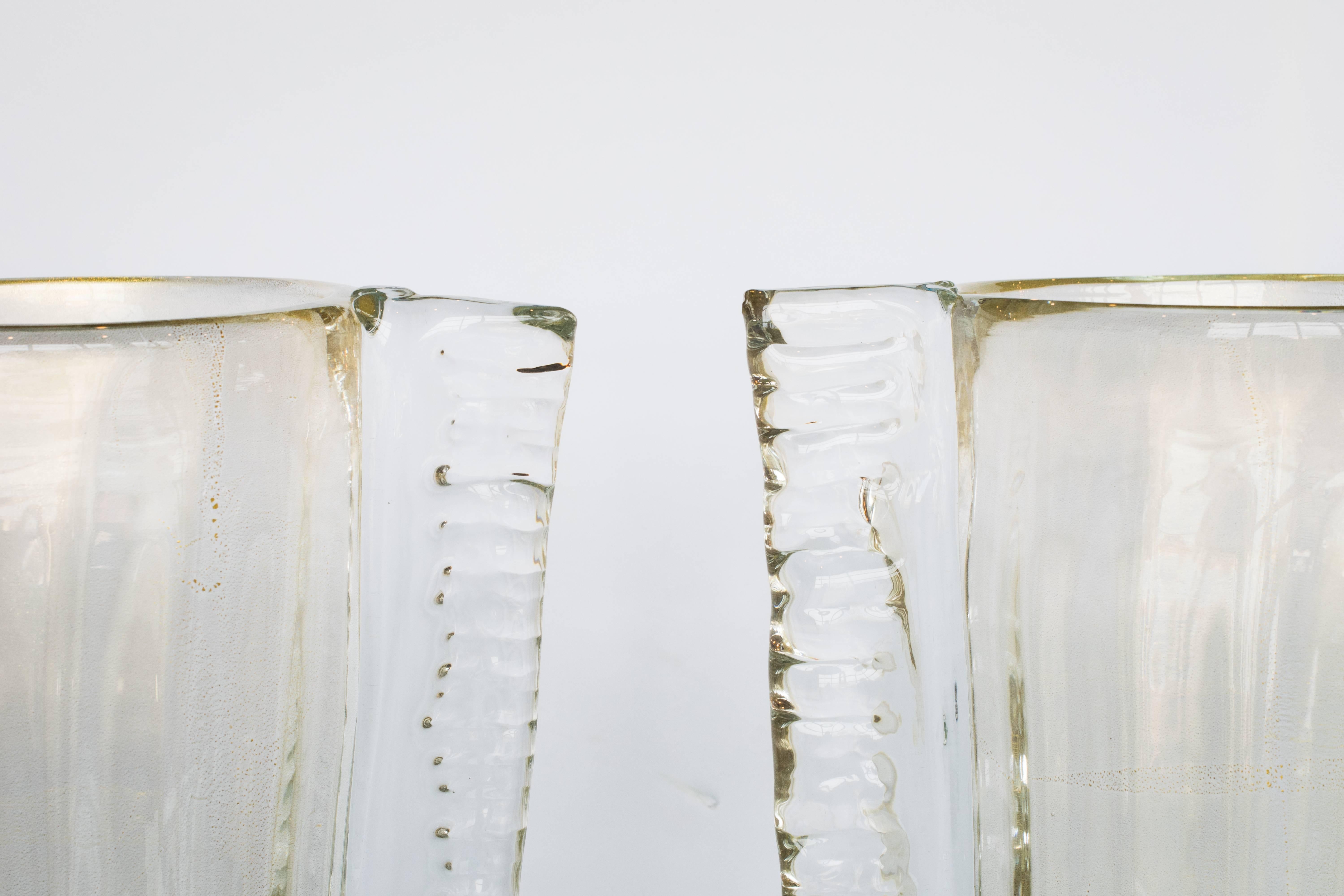 Murano Glass Winged Murano Vases by Sergio Costantini, Pair