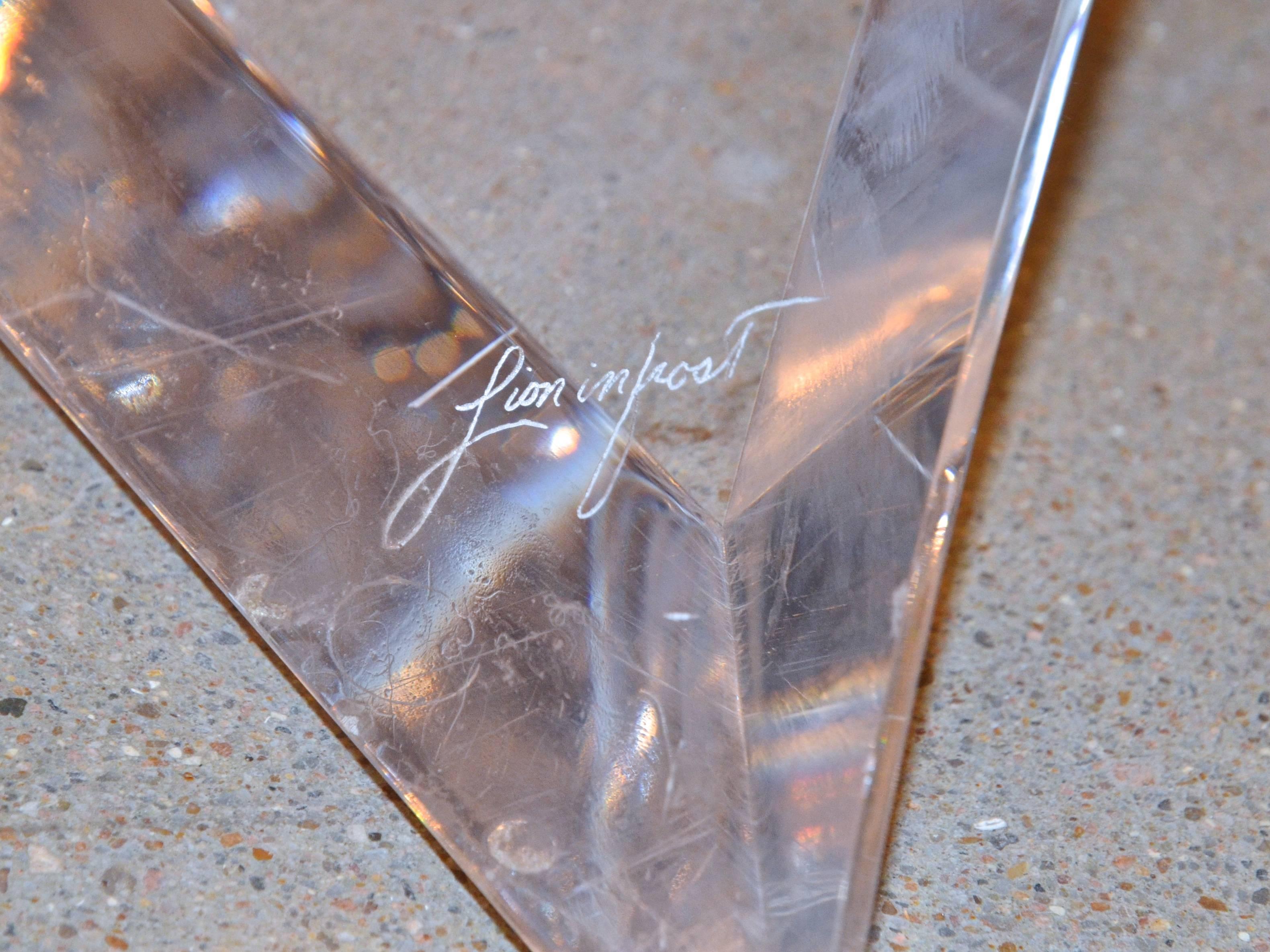 Lion in Frost Butterfly Lucite and Glass Dining Table In Excellent Condition In Austin, TX