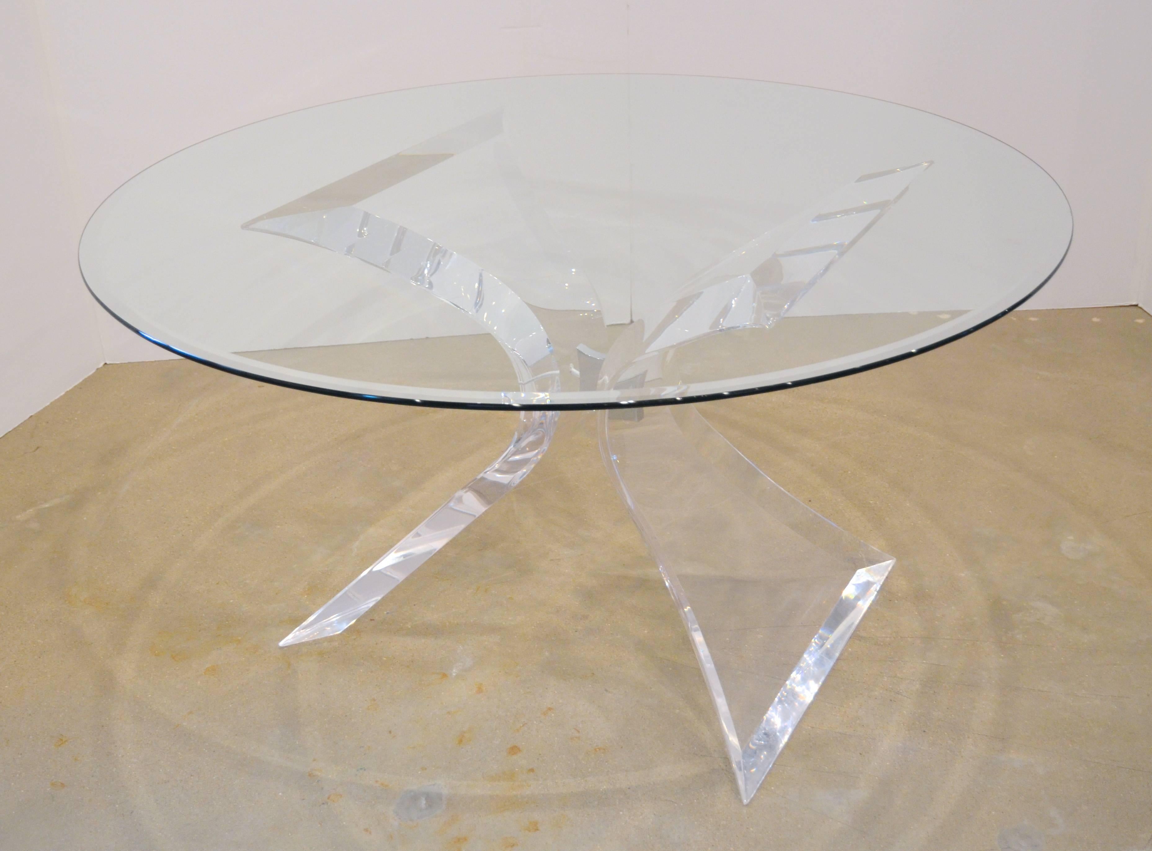Late 20th Century Lion in Frost Butterfly Lucite and Glass Dining Table