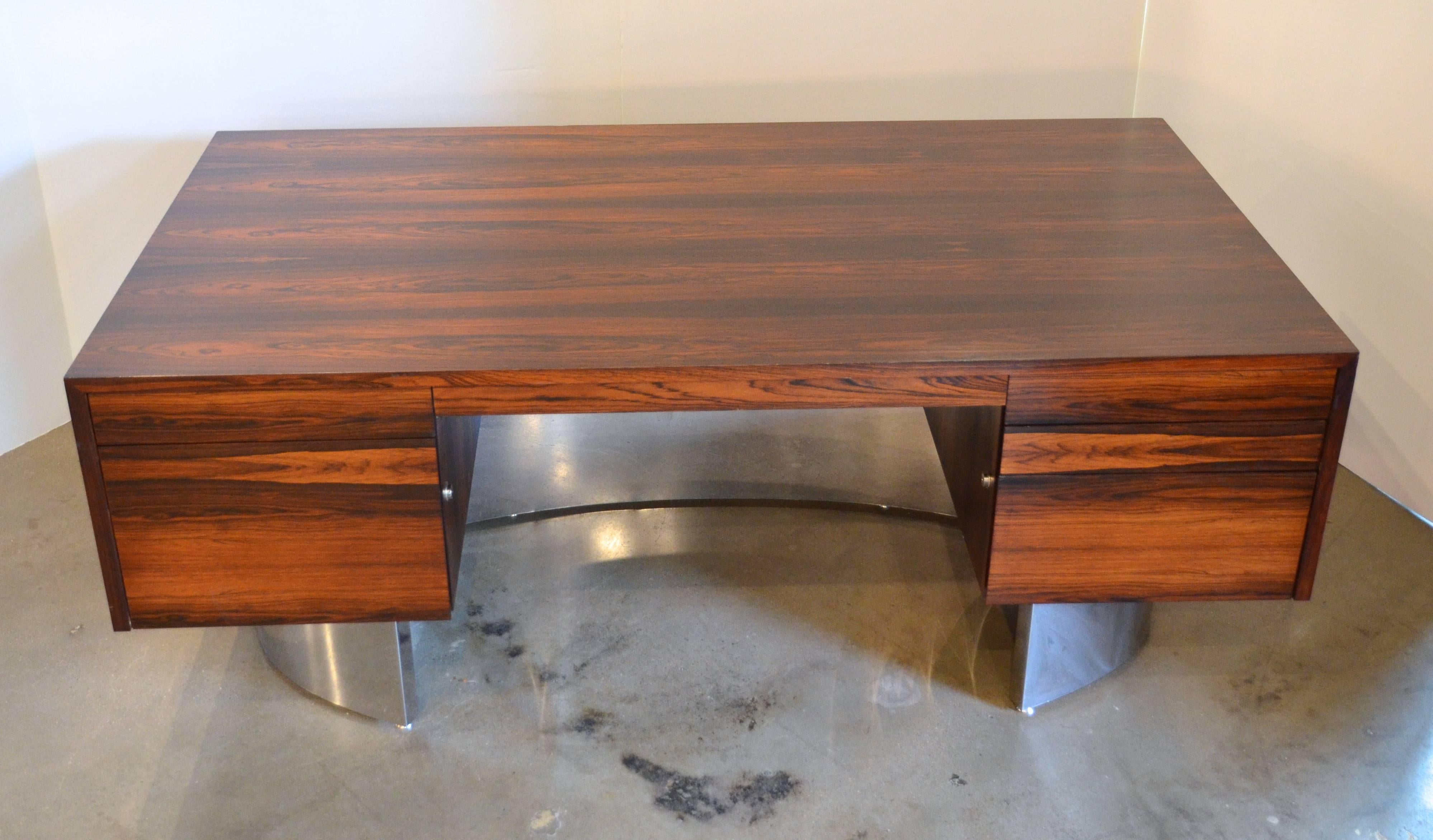 Rosewood and Chrome Executive Desk 2