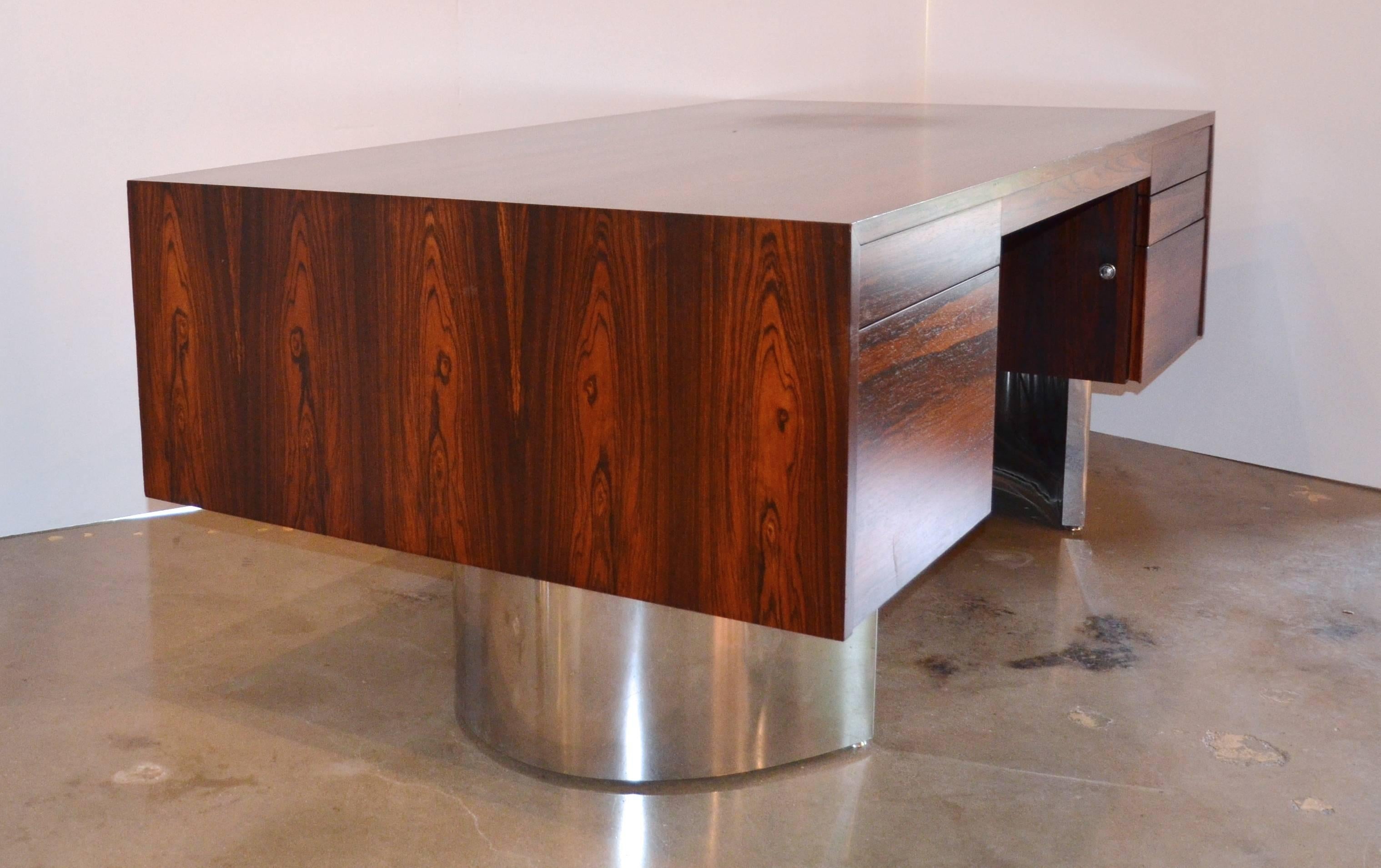 Unknown Rosewood and Chrome Executive Desk
