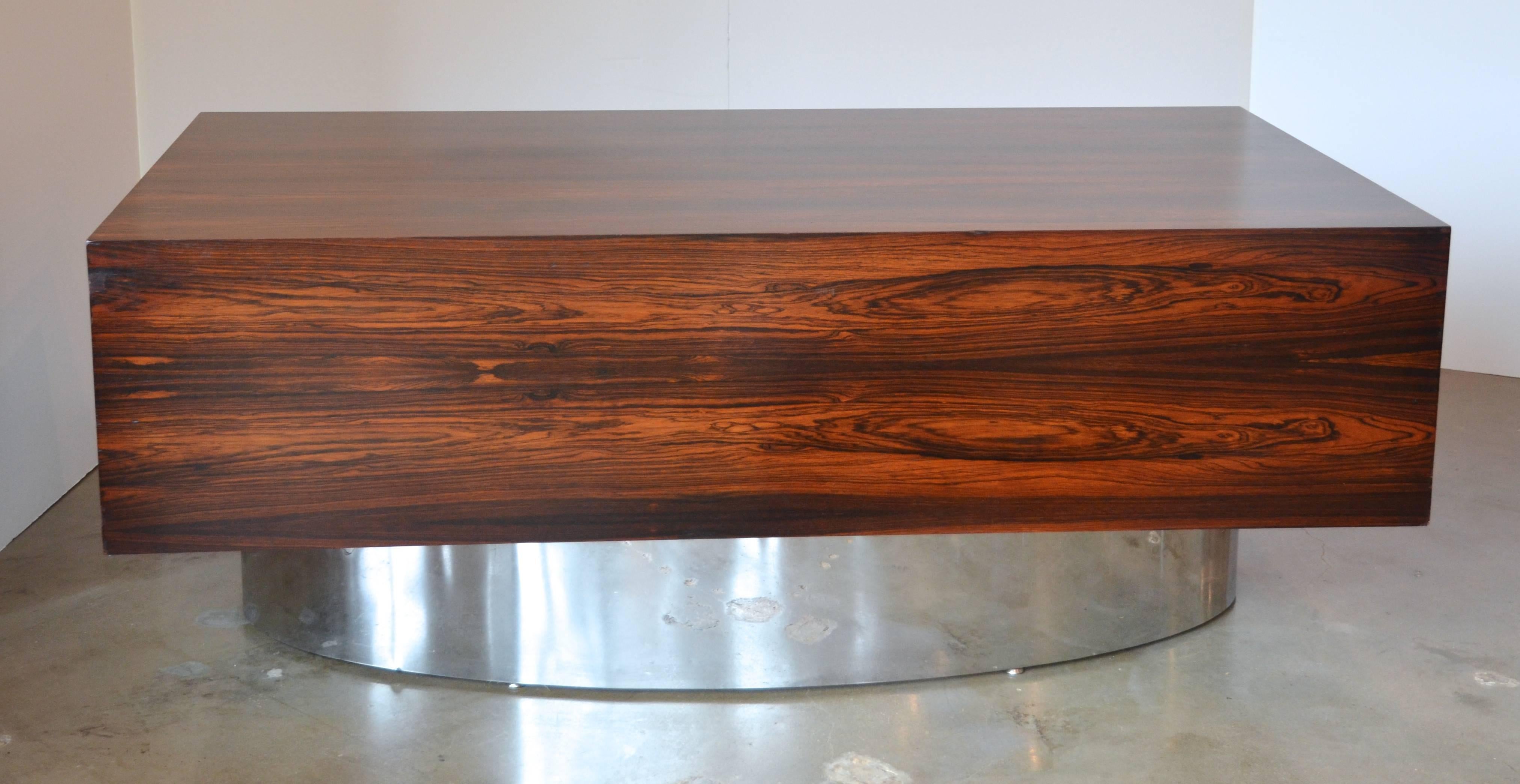 Late 20th Century Rosewood and Chrome Executive Desk
