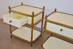 Brass and Ivory Lacquer Side Tables, Pair