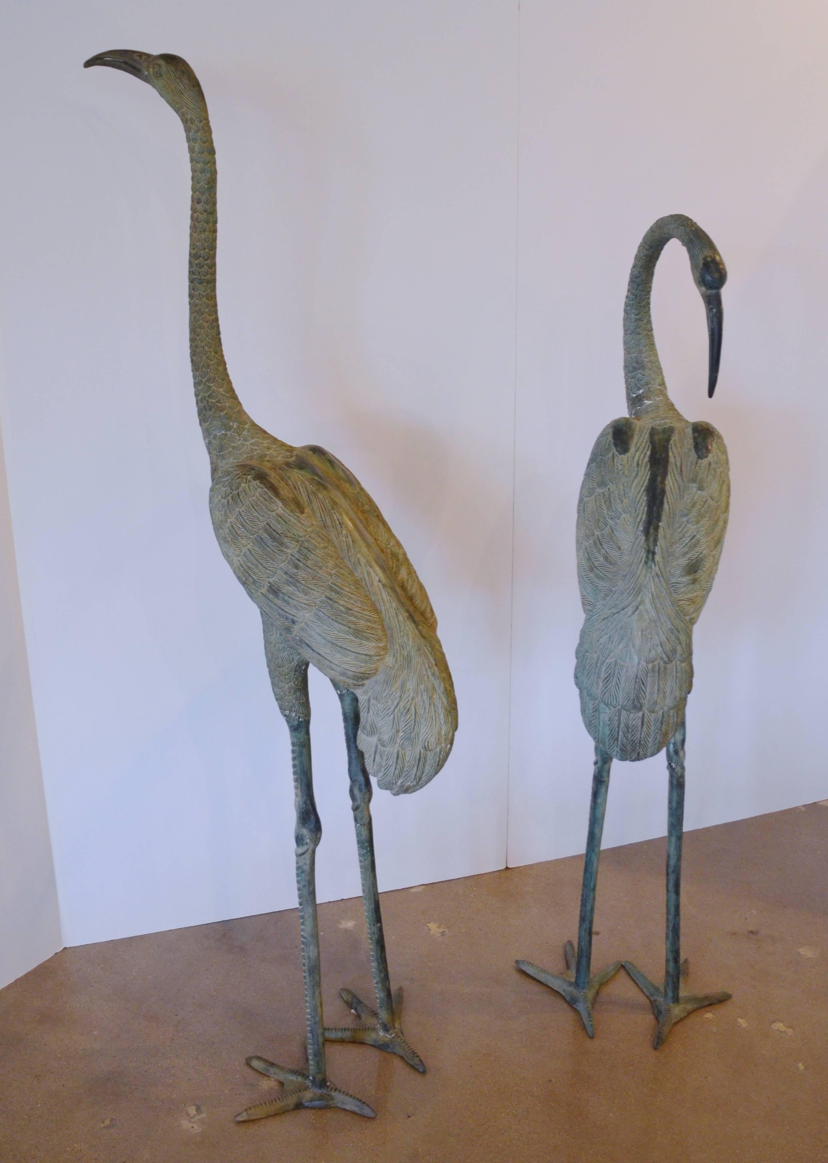 Monumental Bronze Cranes In Excellent Condition In Austin, TX