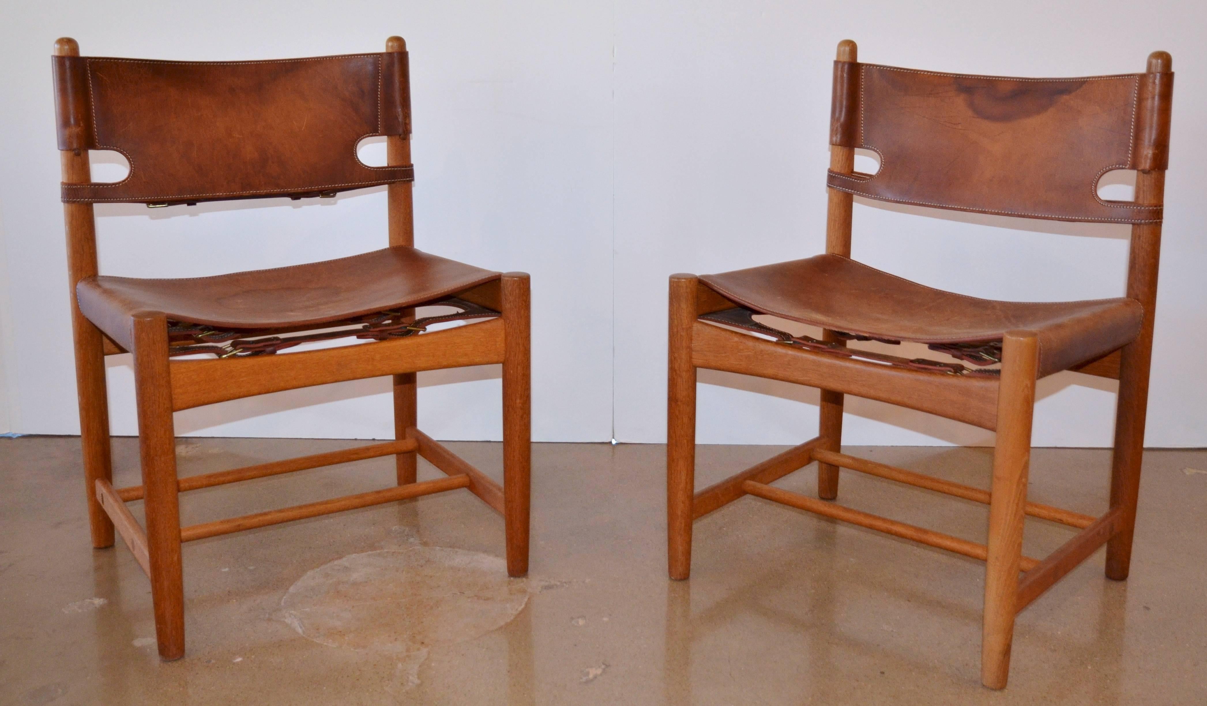 Pair of Børge Mogensen Leather Hunting Chairs Model 3237 1