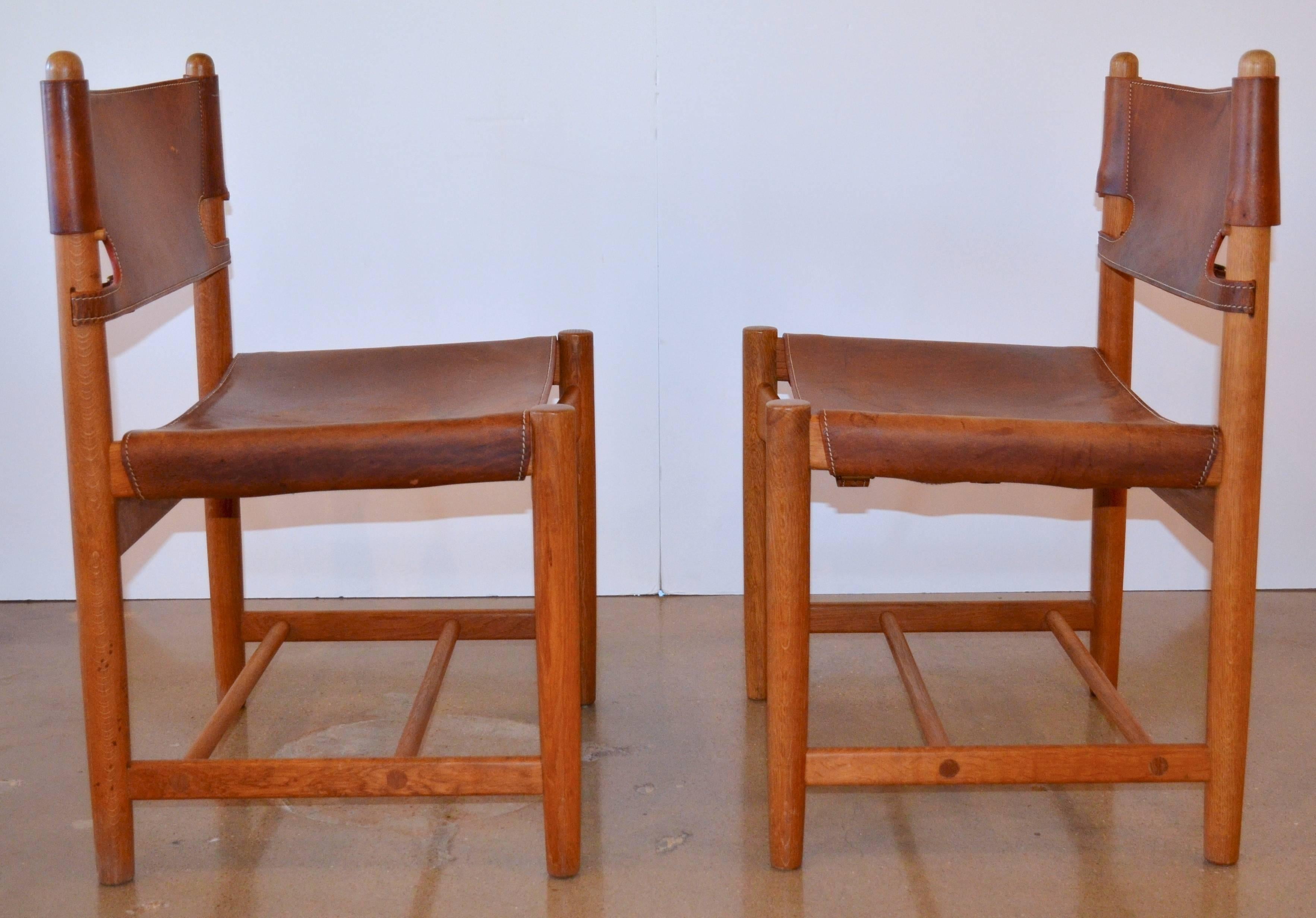 Mid-Century Modern Pair of Børge Mogensen Leather Hunting Chairs Model 3237