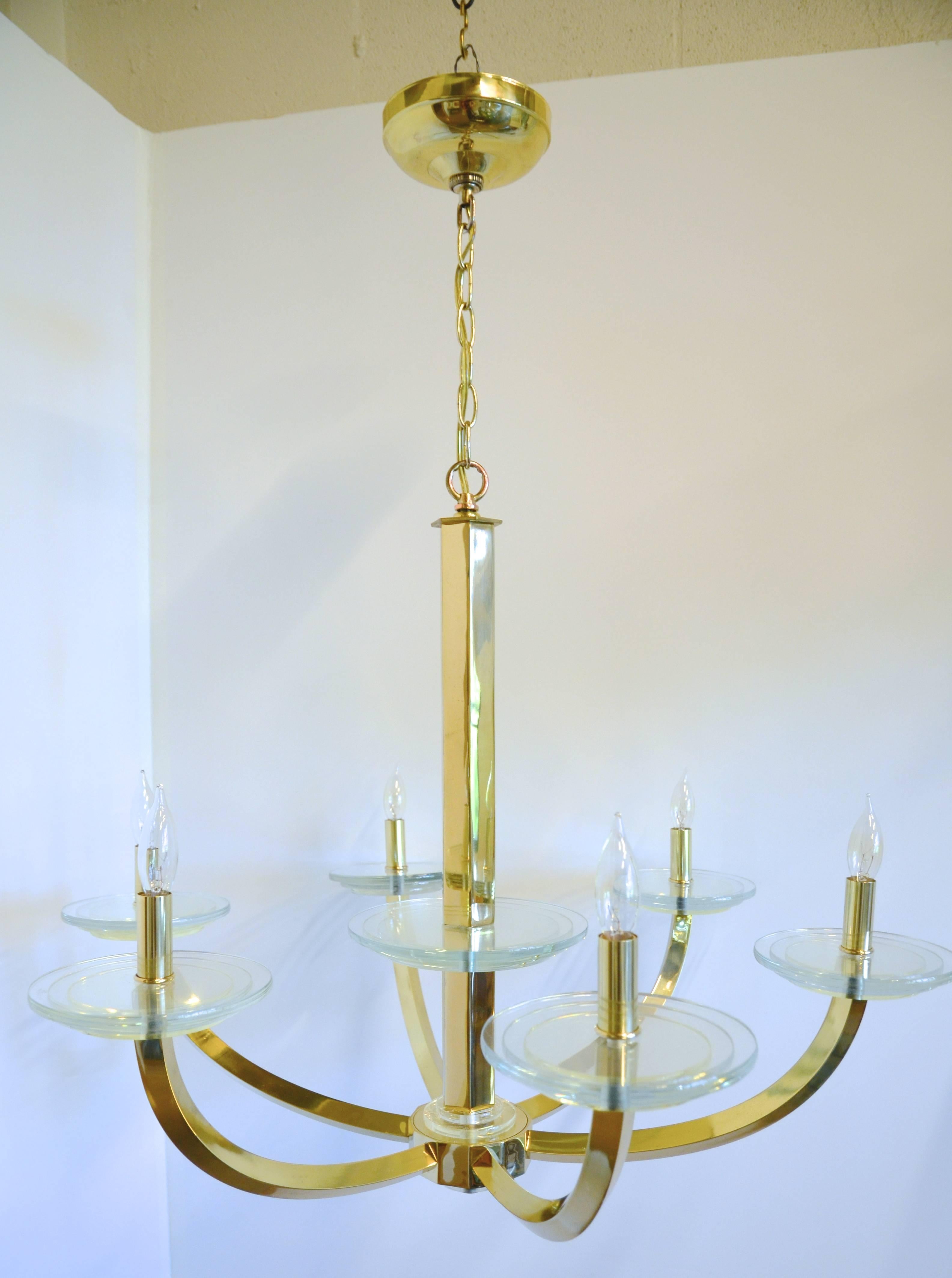 brass and acrylic chandelier