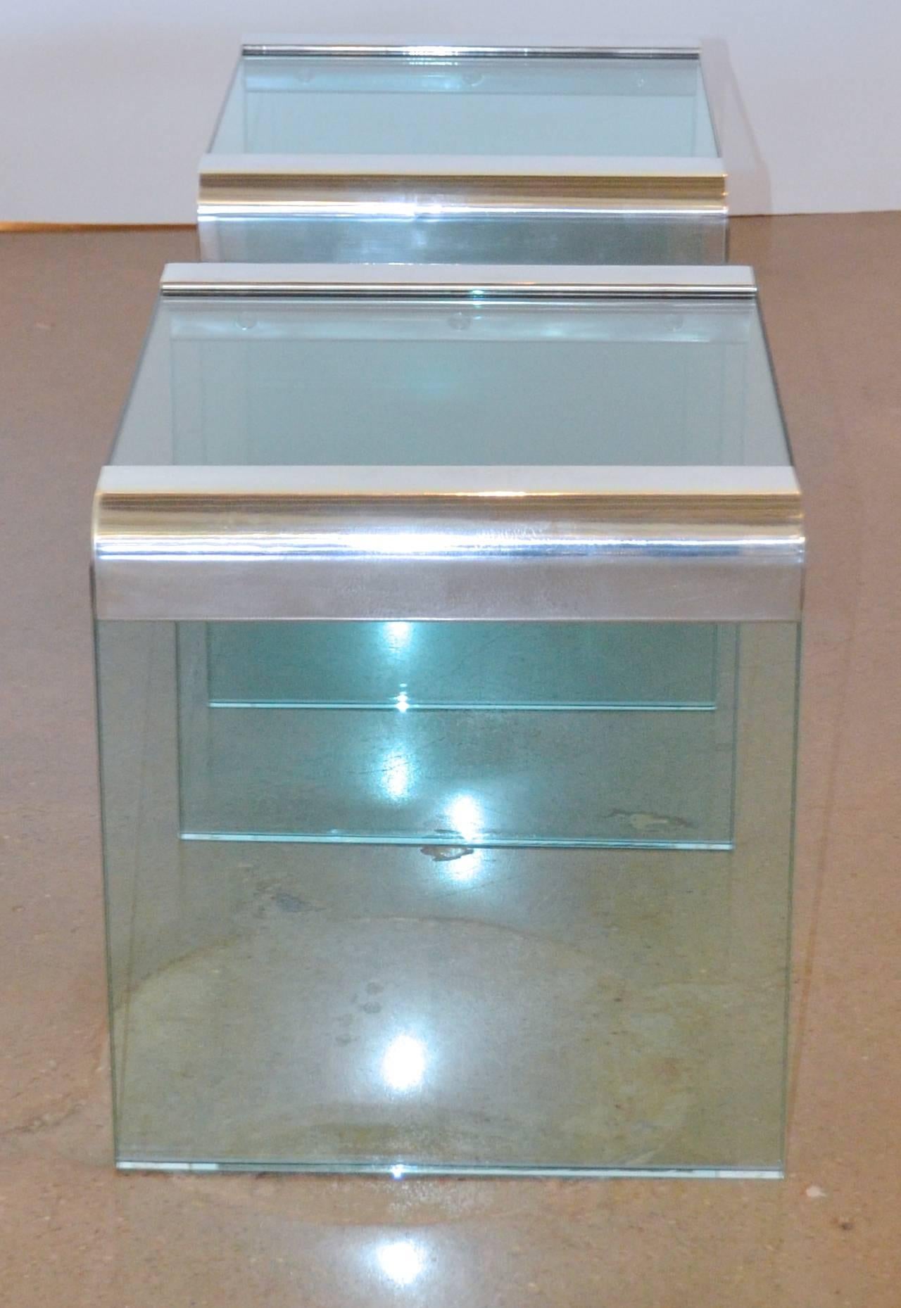 Pair of Leon Rosen for Pace Collection Glass Side or End Tables In Excellent Condition In Austin, TX