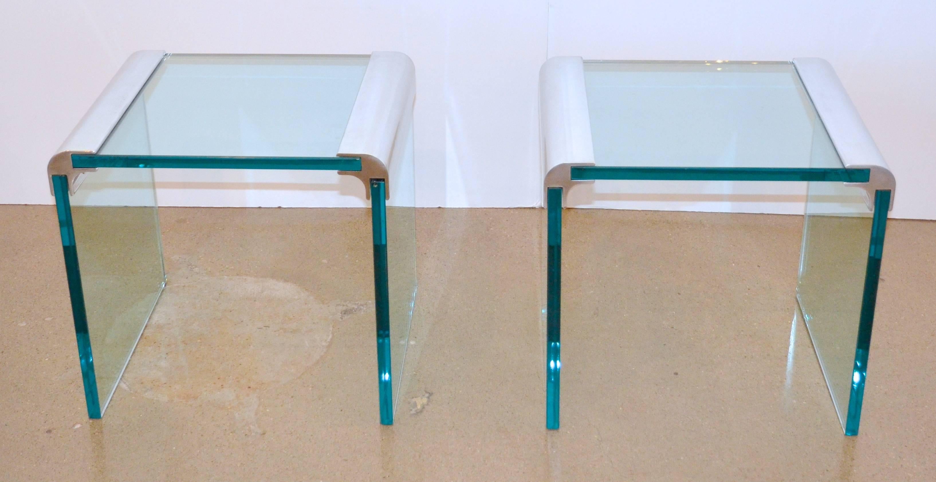 American Pair of Leon Rosen for Pace Collection Glass Side or End Tables