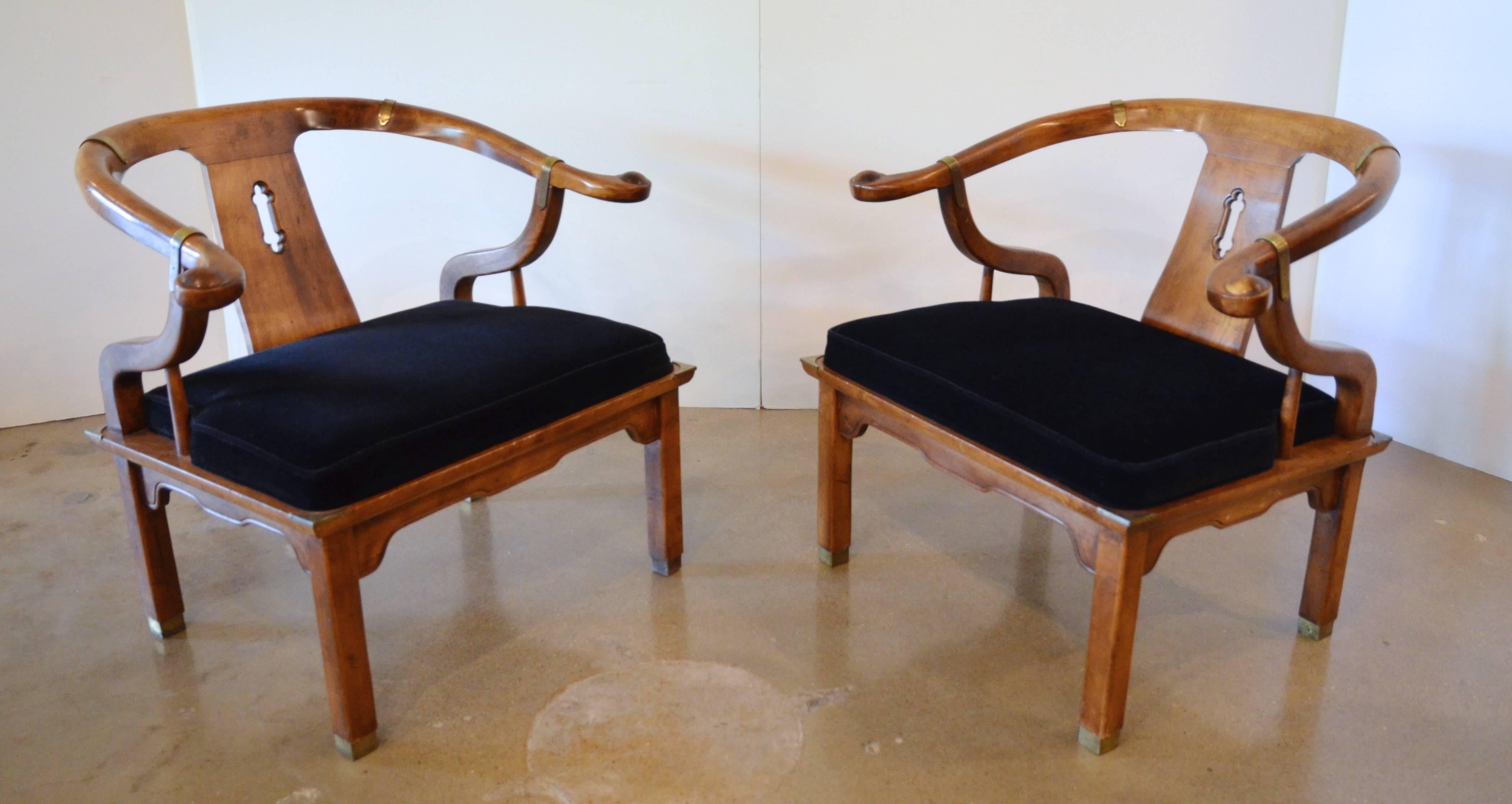American James Mont Style Chairs in Mohair, Pair