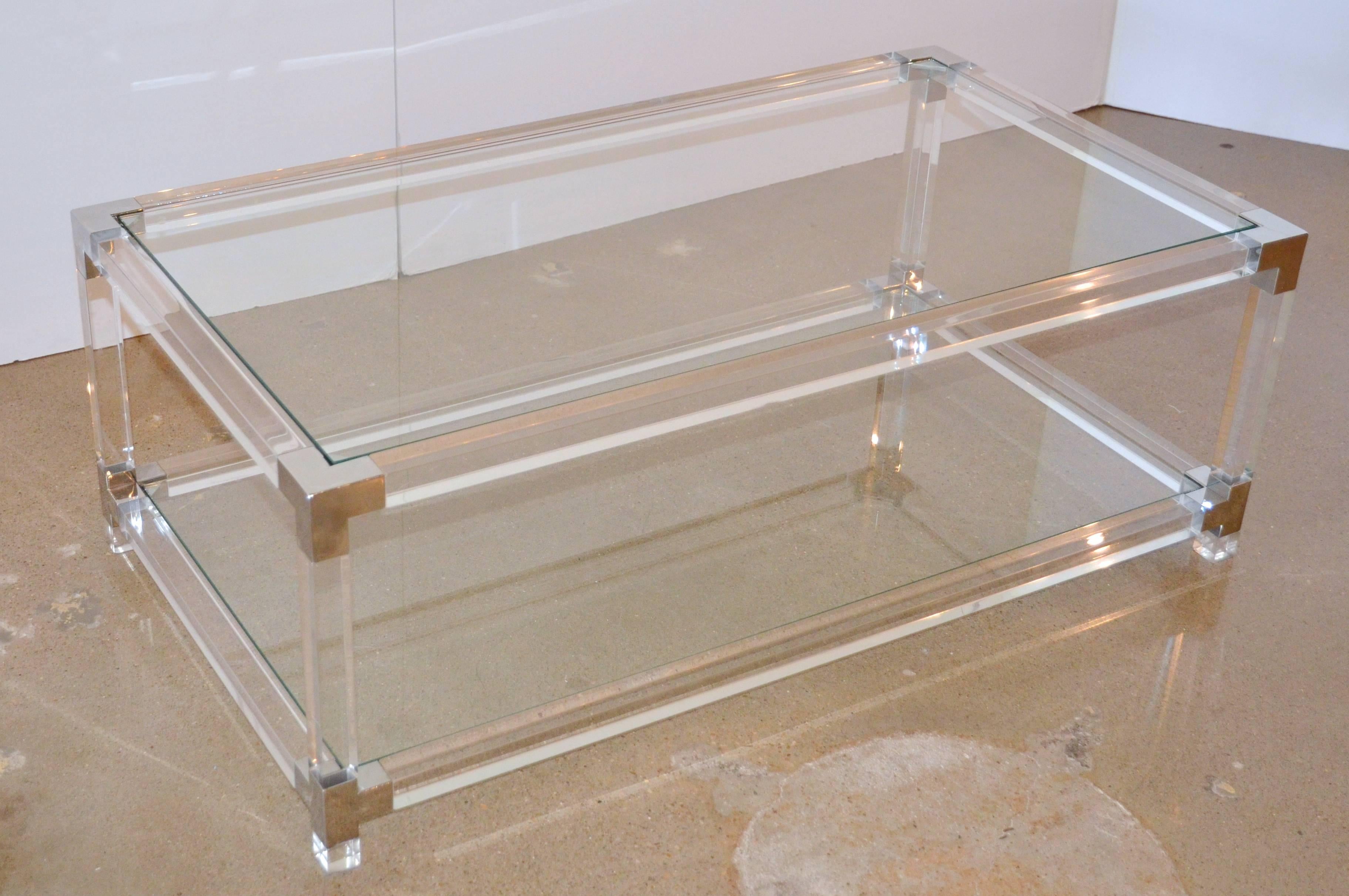 Italian Modern Lucite and Chrome Cocktail Table 2