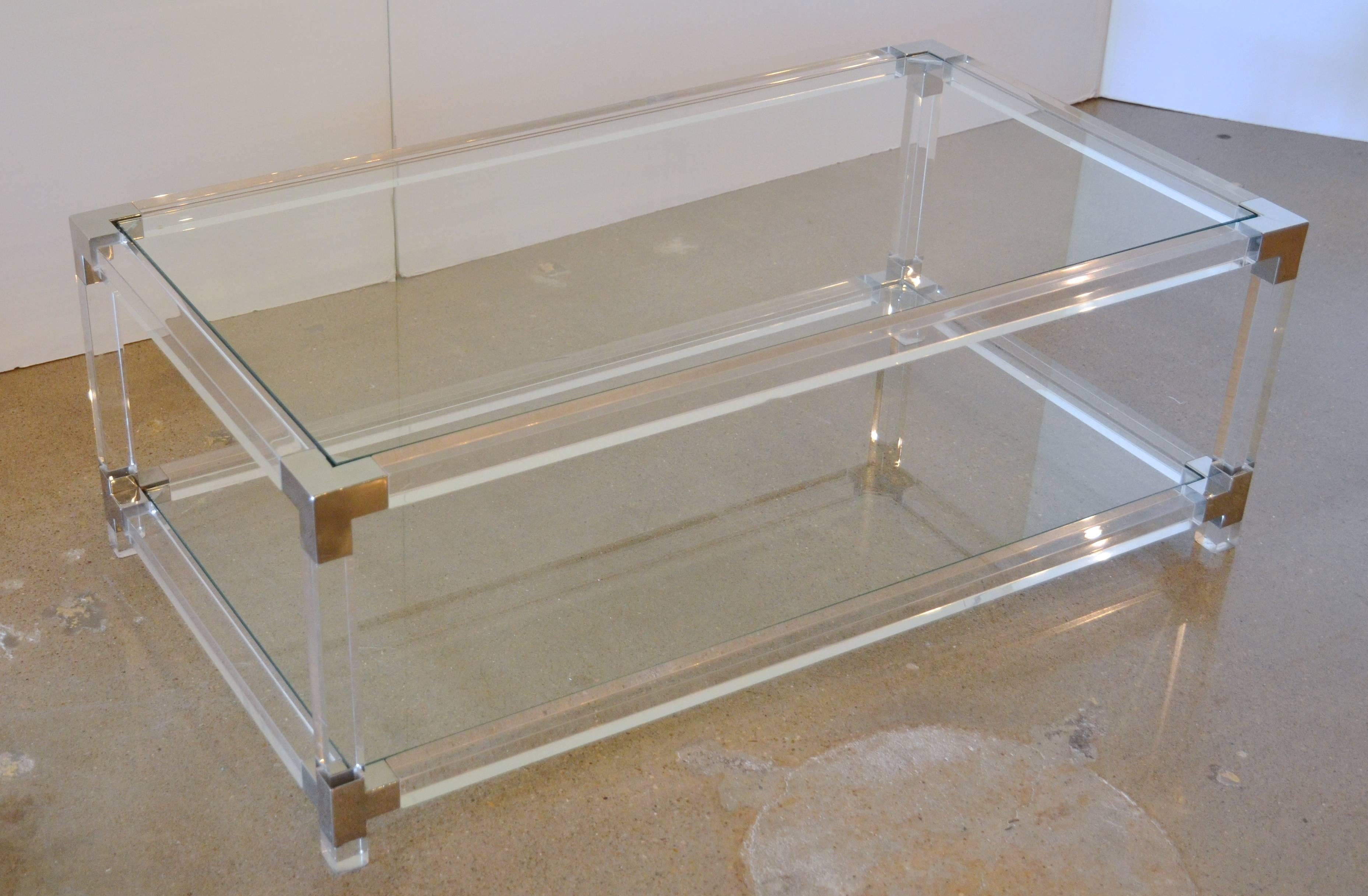 Italian Modern Lucite and Chrome Cocktail Table 5