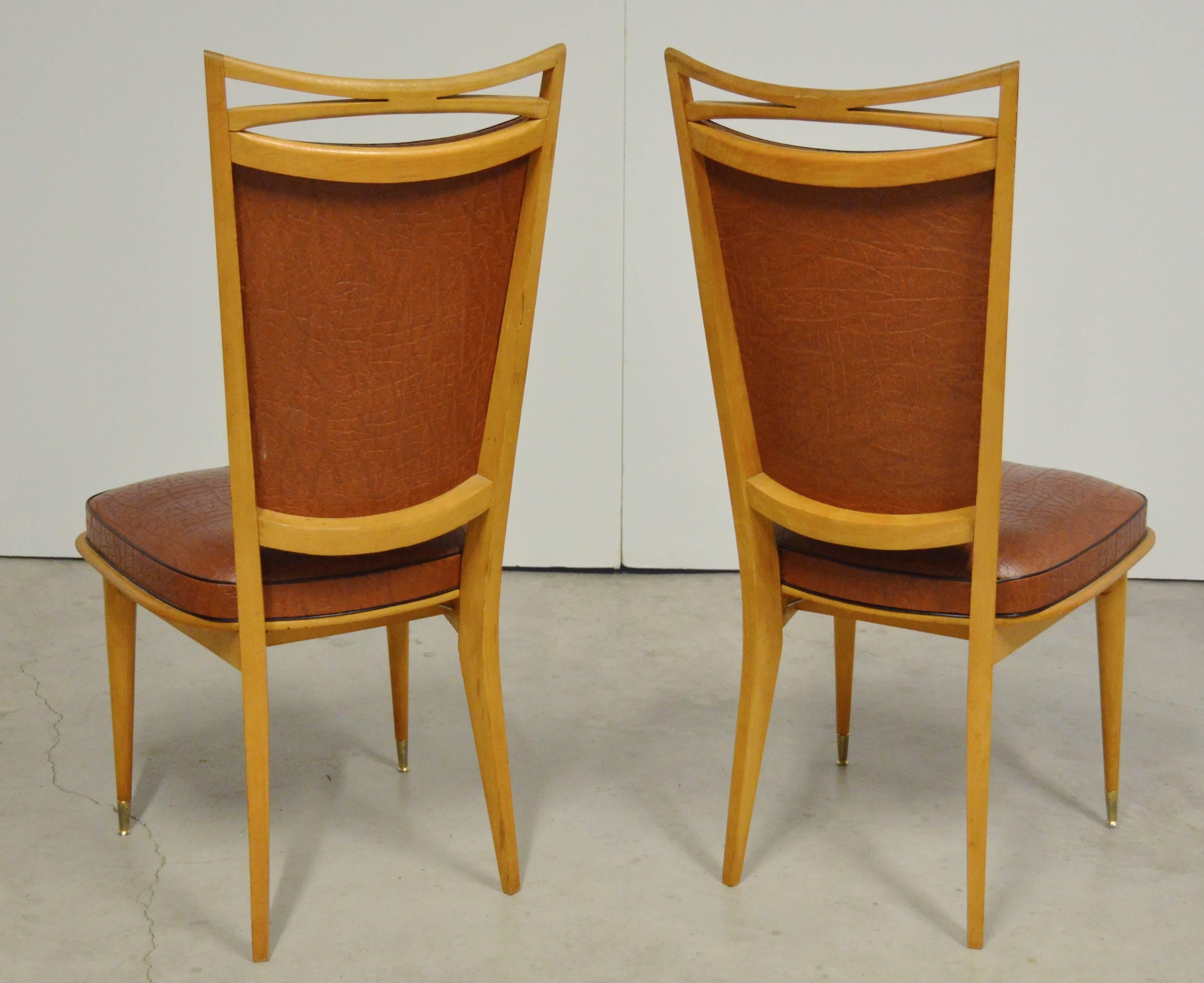 French Art Deco Side Chairs, Set of Six 1