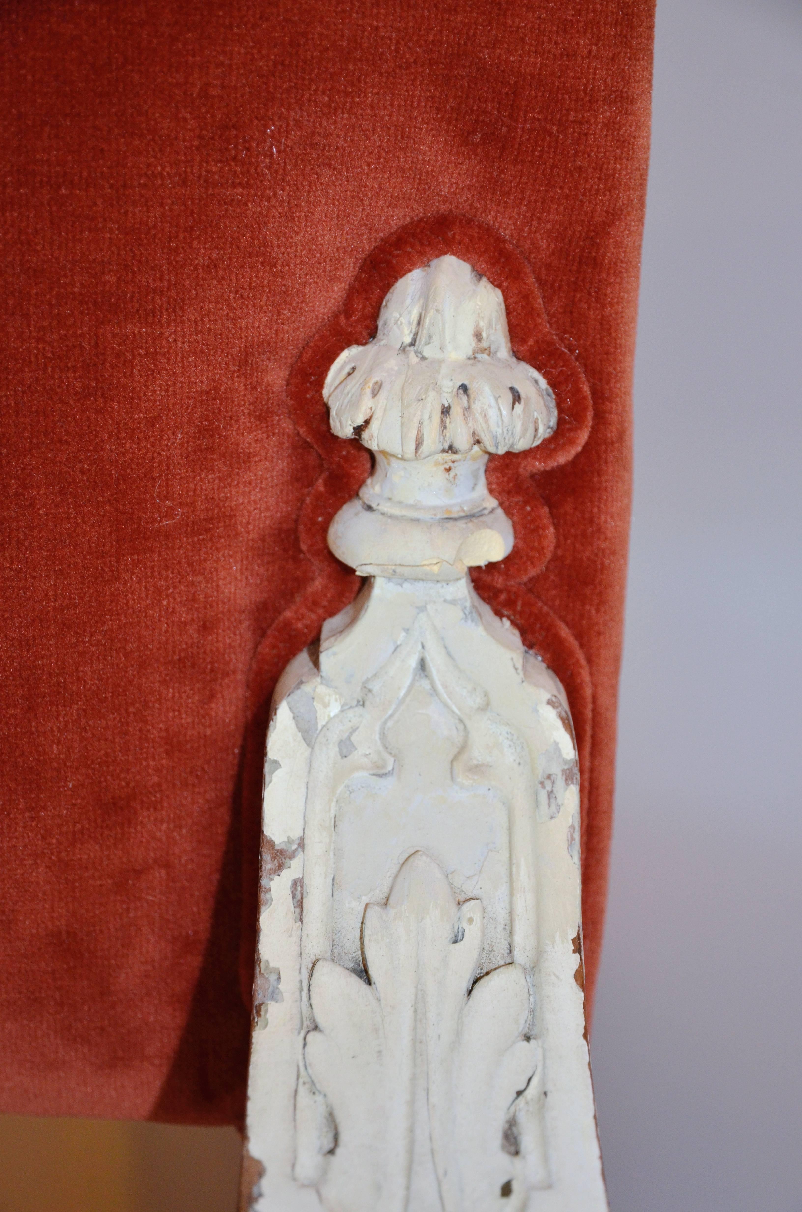 Wood Neo-Gothic White Carved Armchairs, Pair