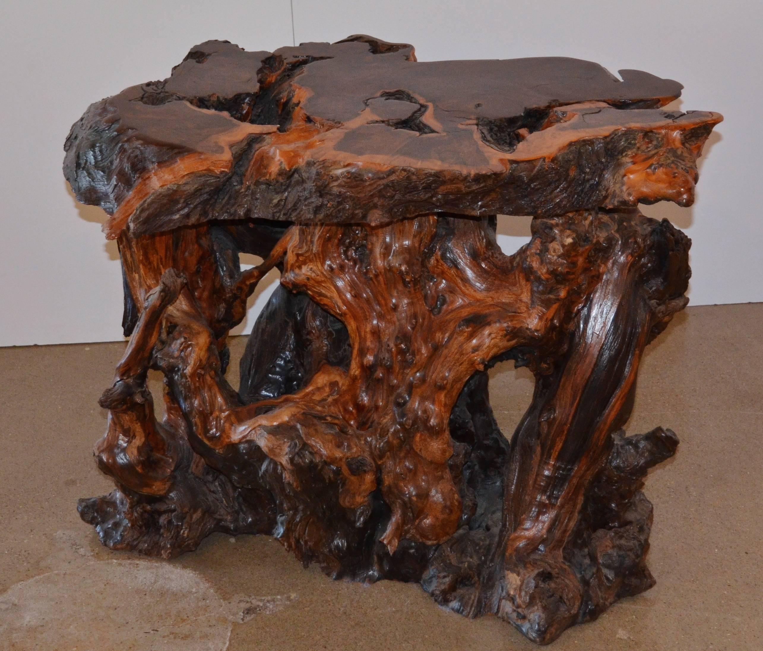 redwood burl end tables