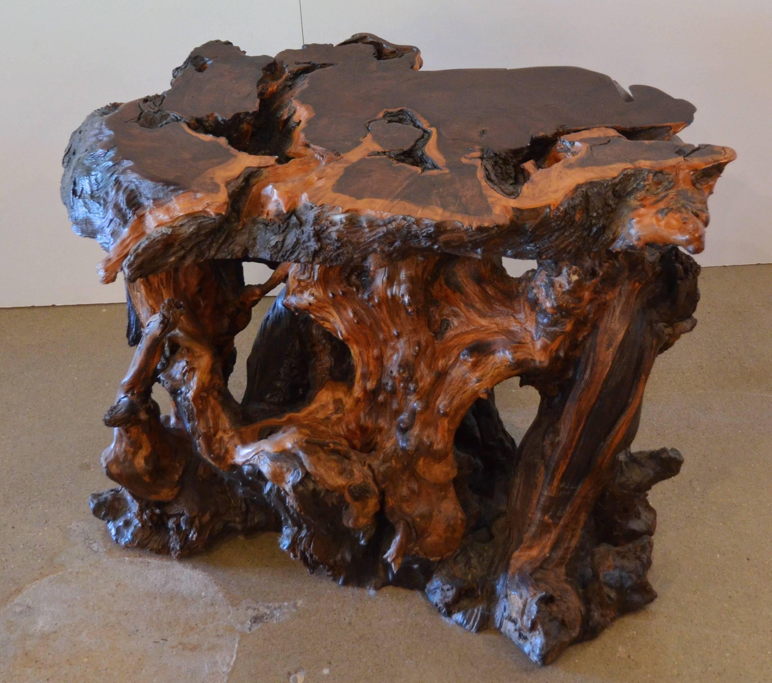 Mid-Century Modern Mid-Century Redwood Burl End or Side Table with Live Edge