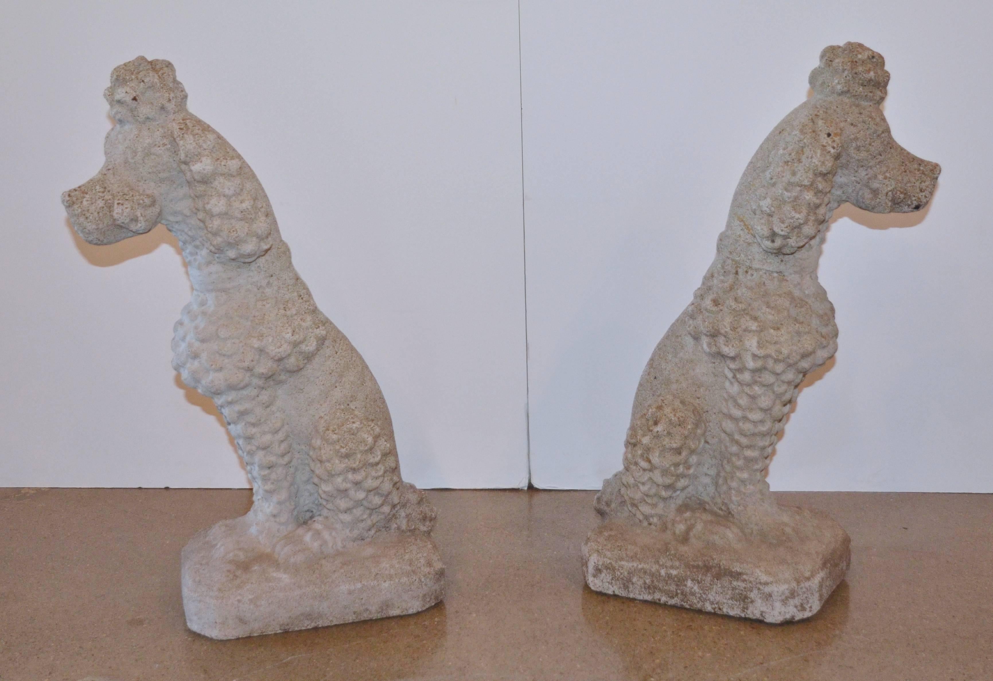 20th Century Cast Stone Poodles