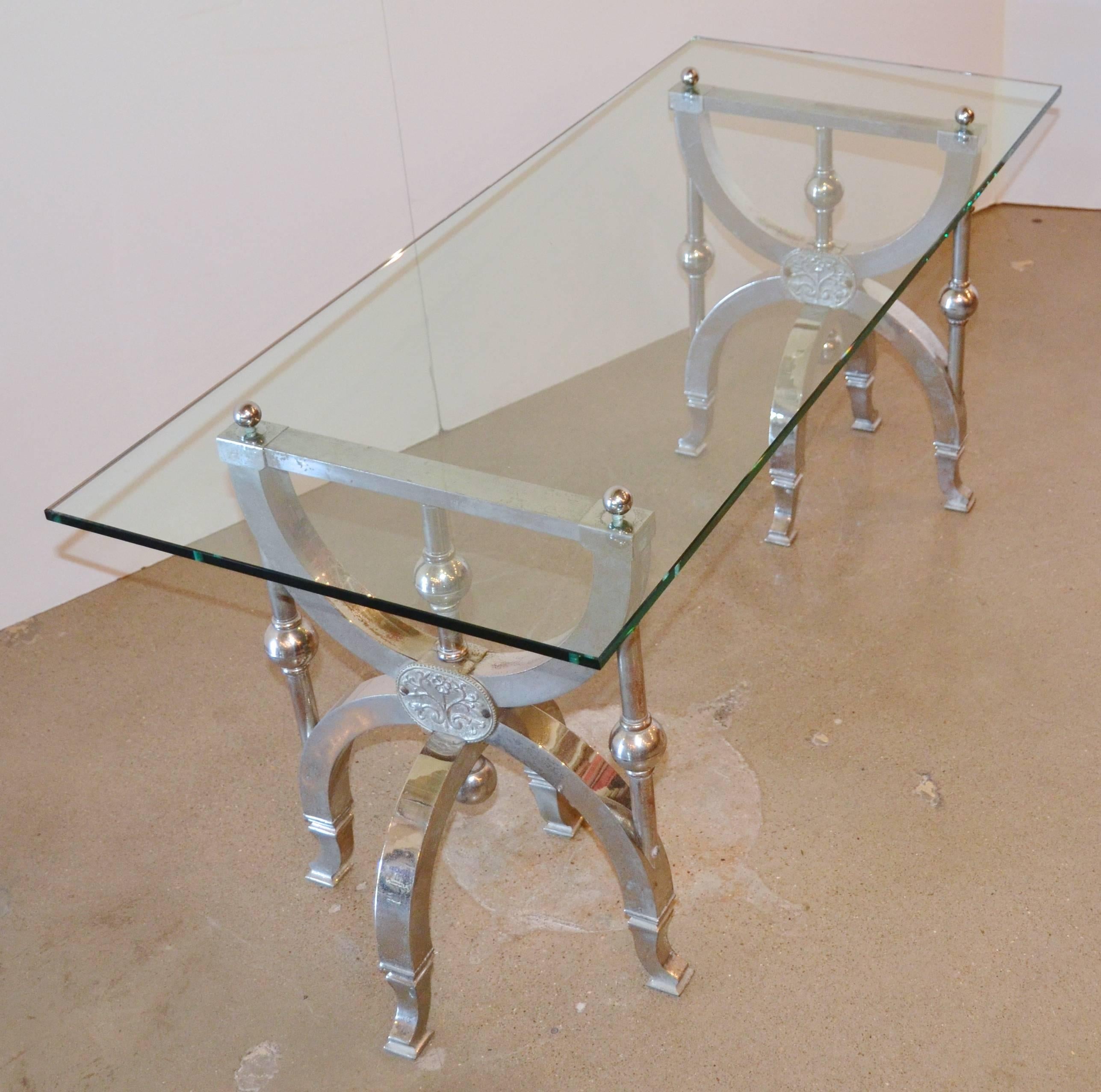 American Victorian Goes Modern, Nickel and Glass Occasional Table