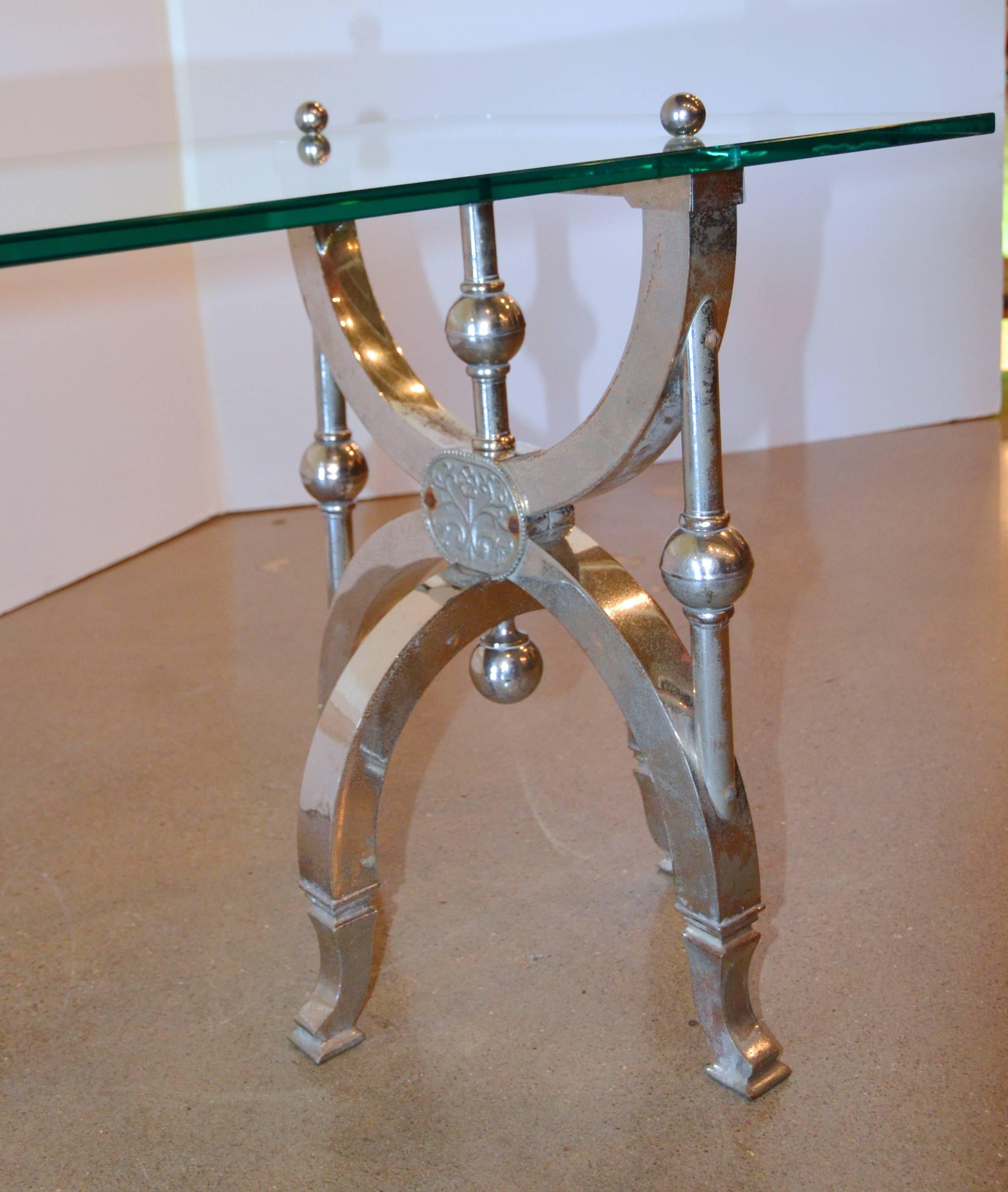 Victorian Goes Modern, Nickel and Glass Occasional Table 1