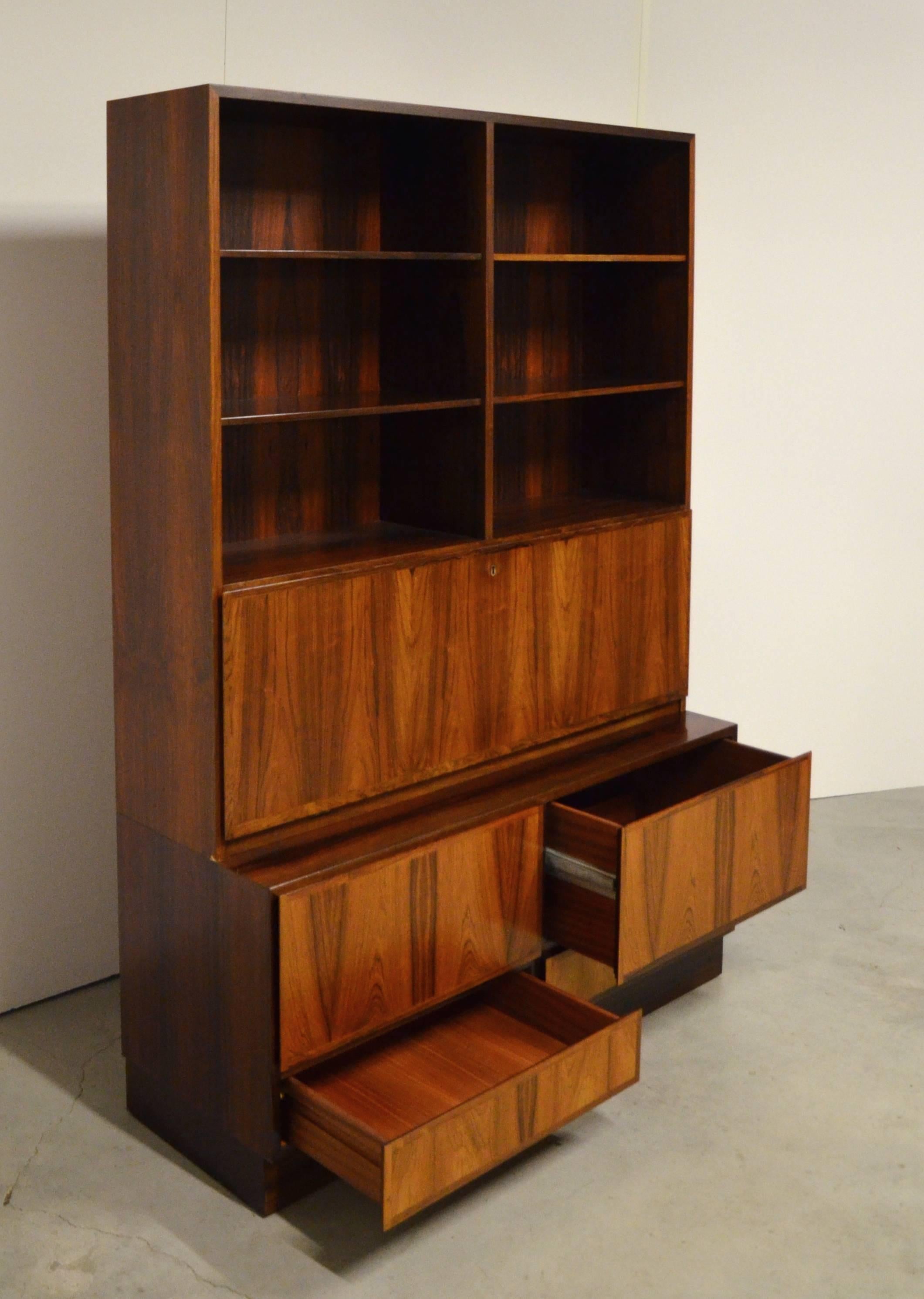 Mid-Century Modern Mid-Century Danish Rosewood Bookcase or Secretary by Omann Jun