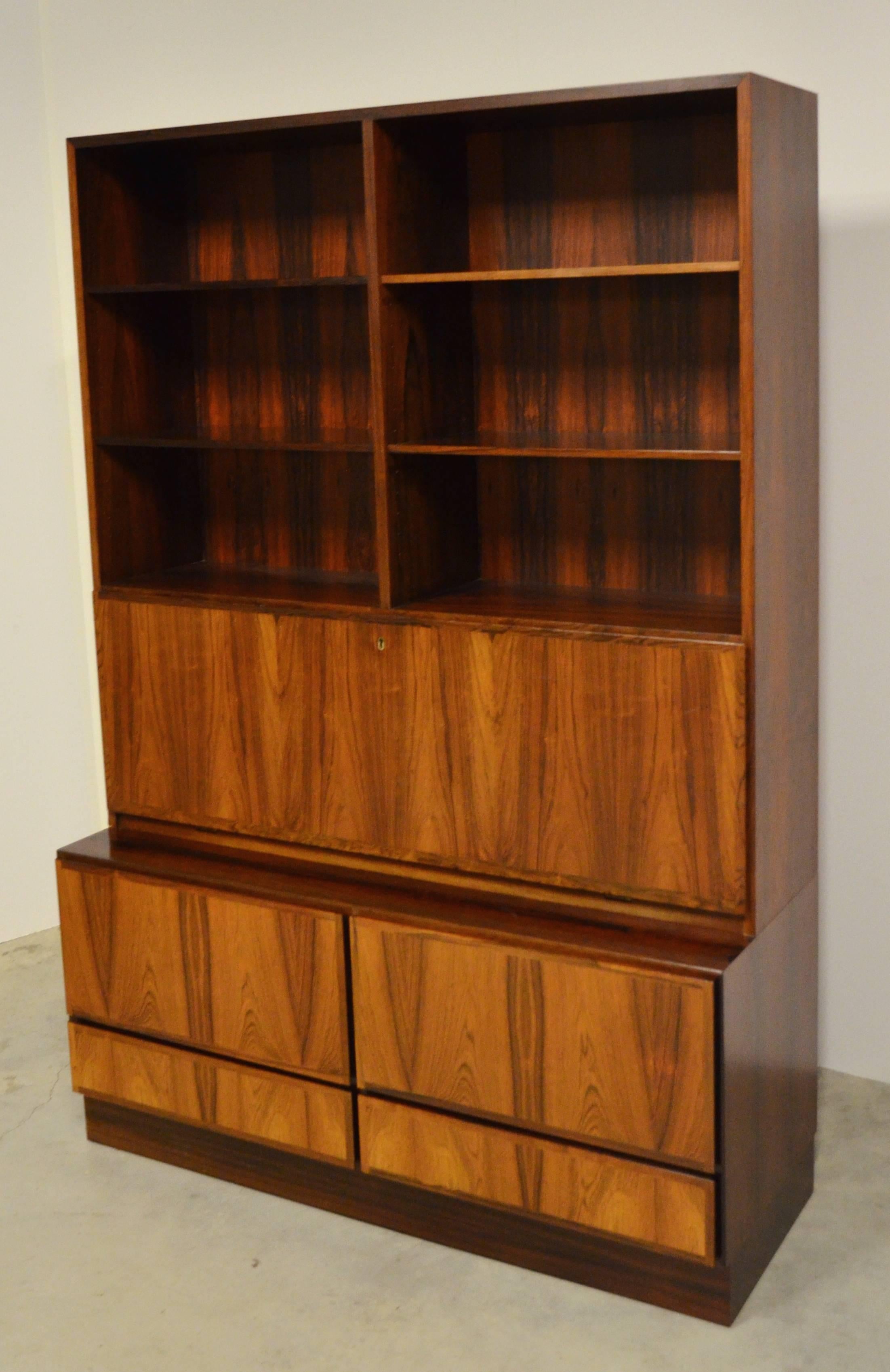 Mid-Century Danish Rosewood Bookcase or Secretary by Omann Jun In Excellent Condition In Austin, TX
