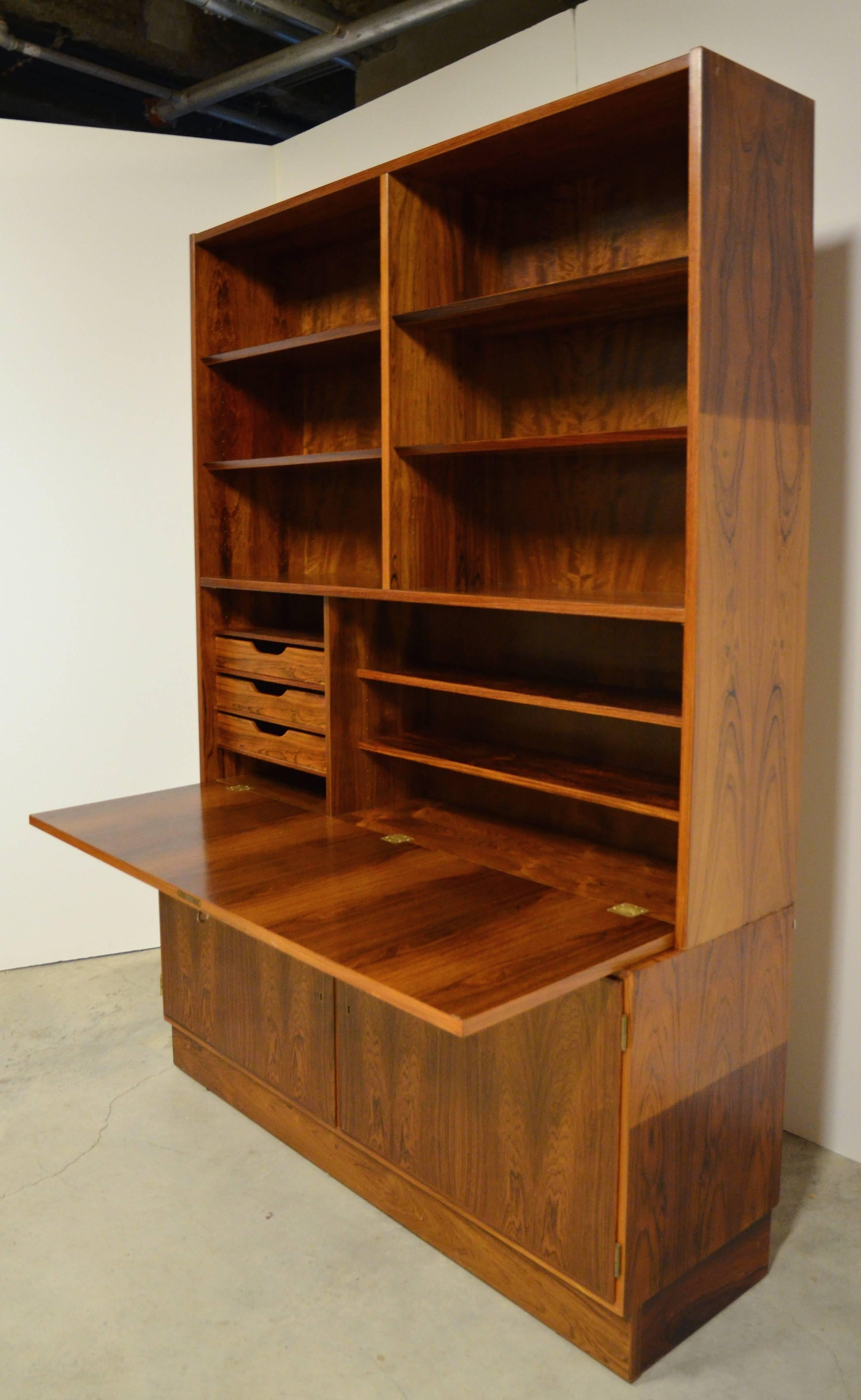 Mid-Century Modern Danish Rosewood Bookcase Secretary 1