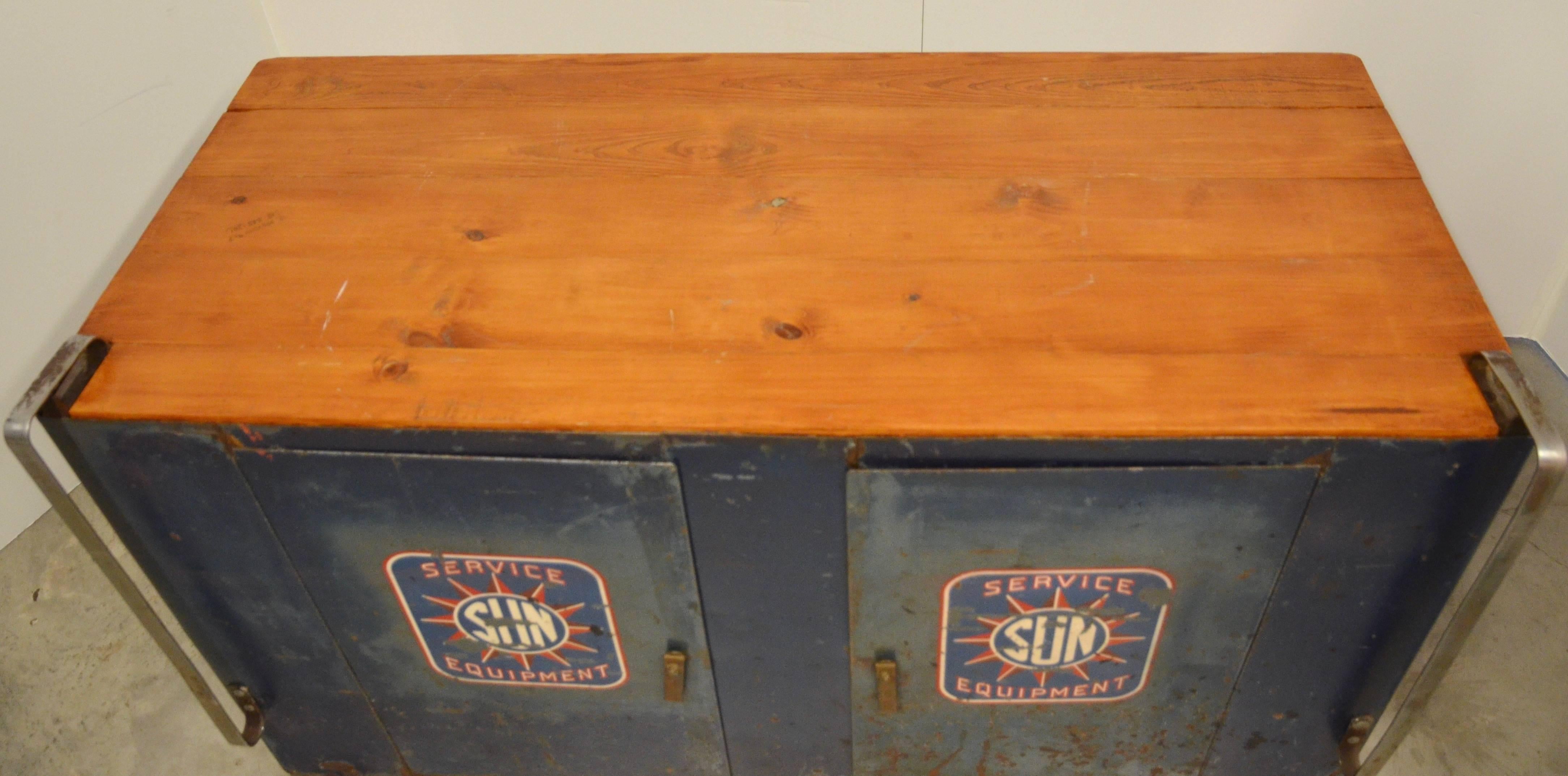 Mid-20th Century Sun Service Equipment Automotive Steel Cabinet