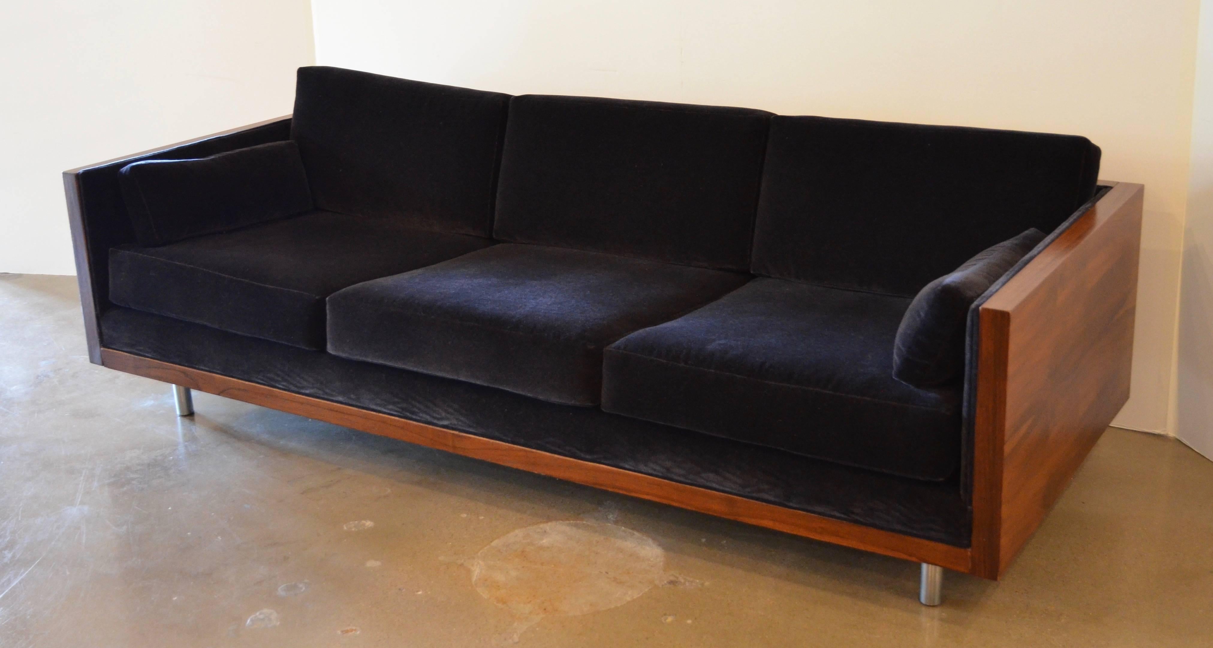 Milo Baughman Rosewood Case Sofa in Mohair 1