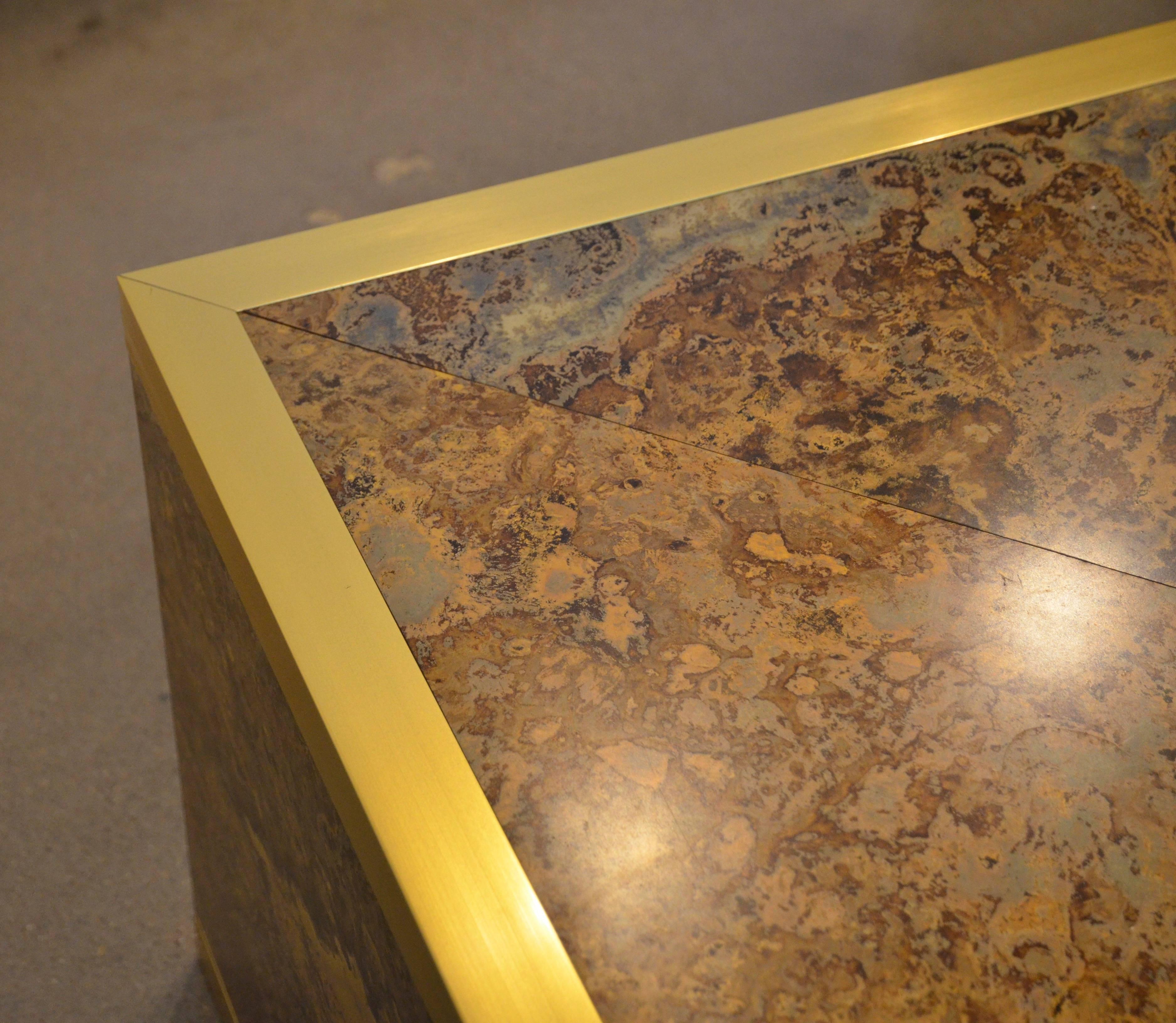 Faux Tortoise Shell and Brass Cube Tables by Lane 2