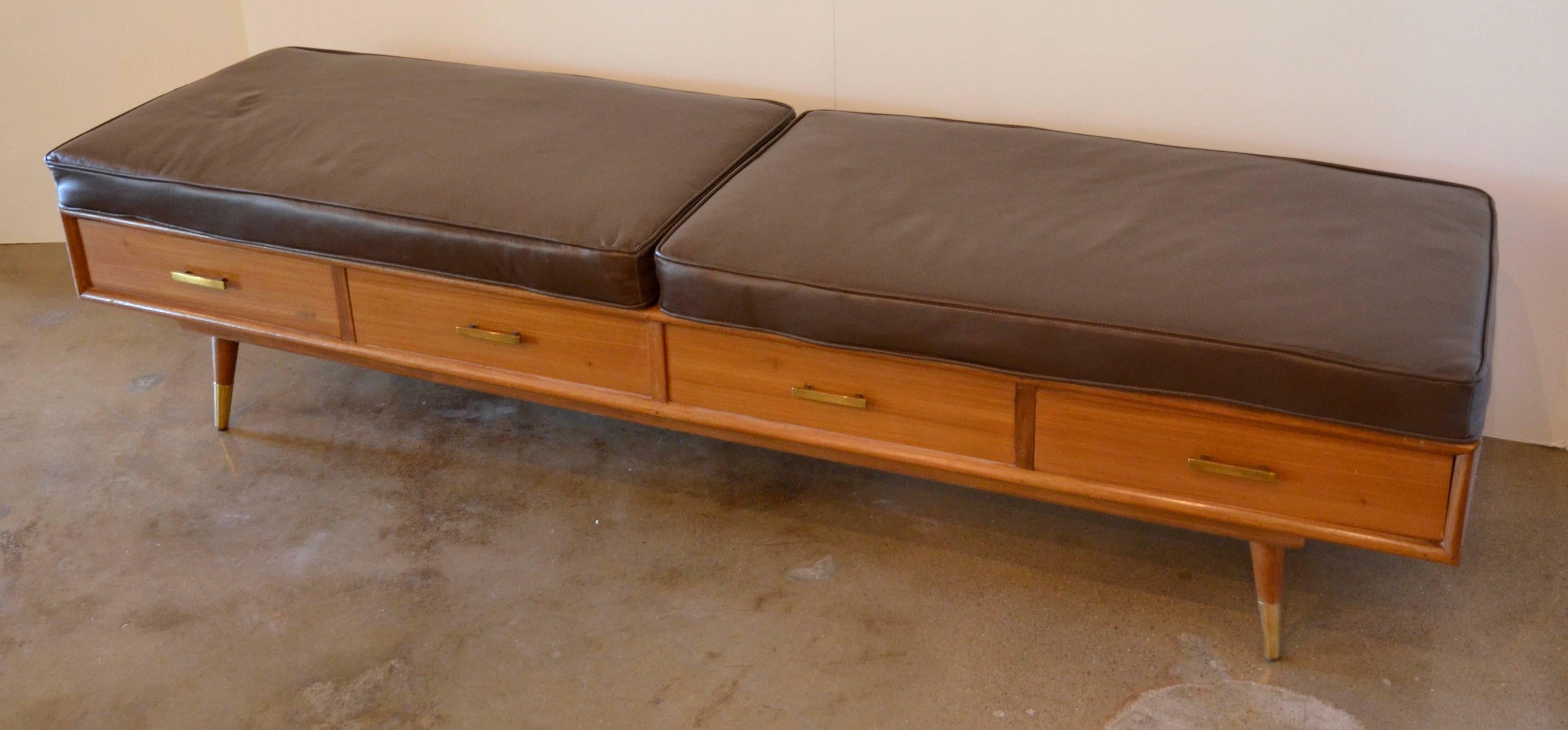 mid century modern bench with storage