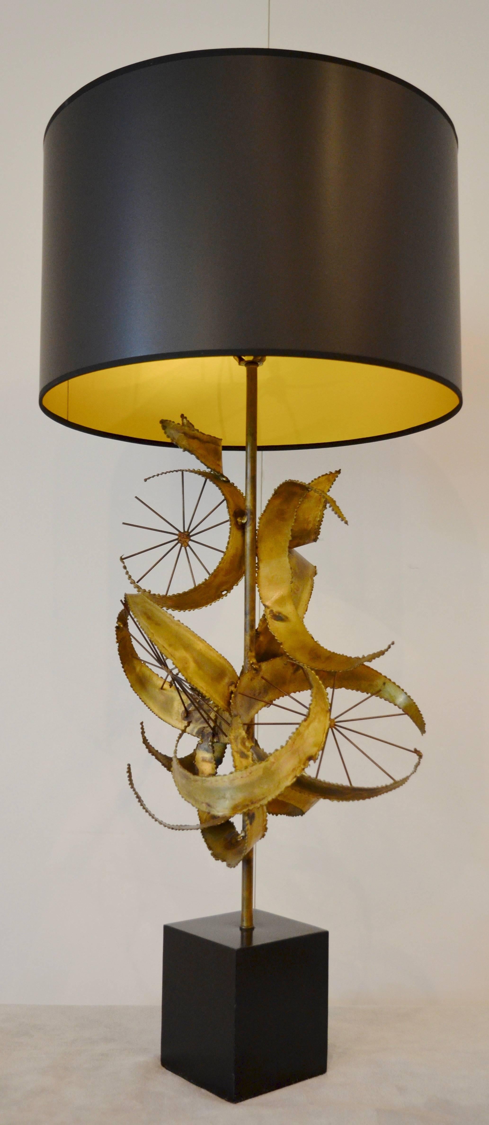20th Century Brutalist Brass Lamp by Curtis Jere