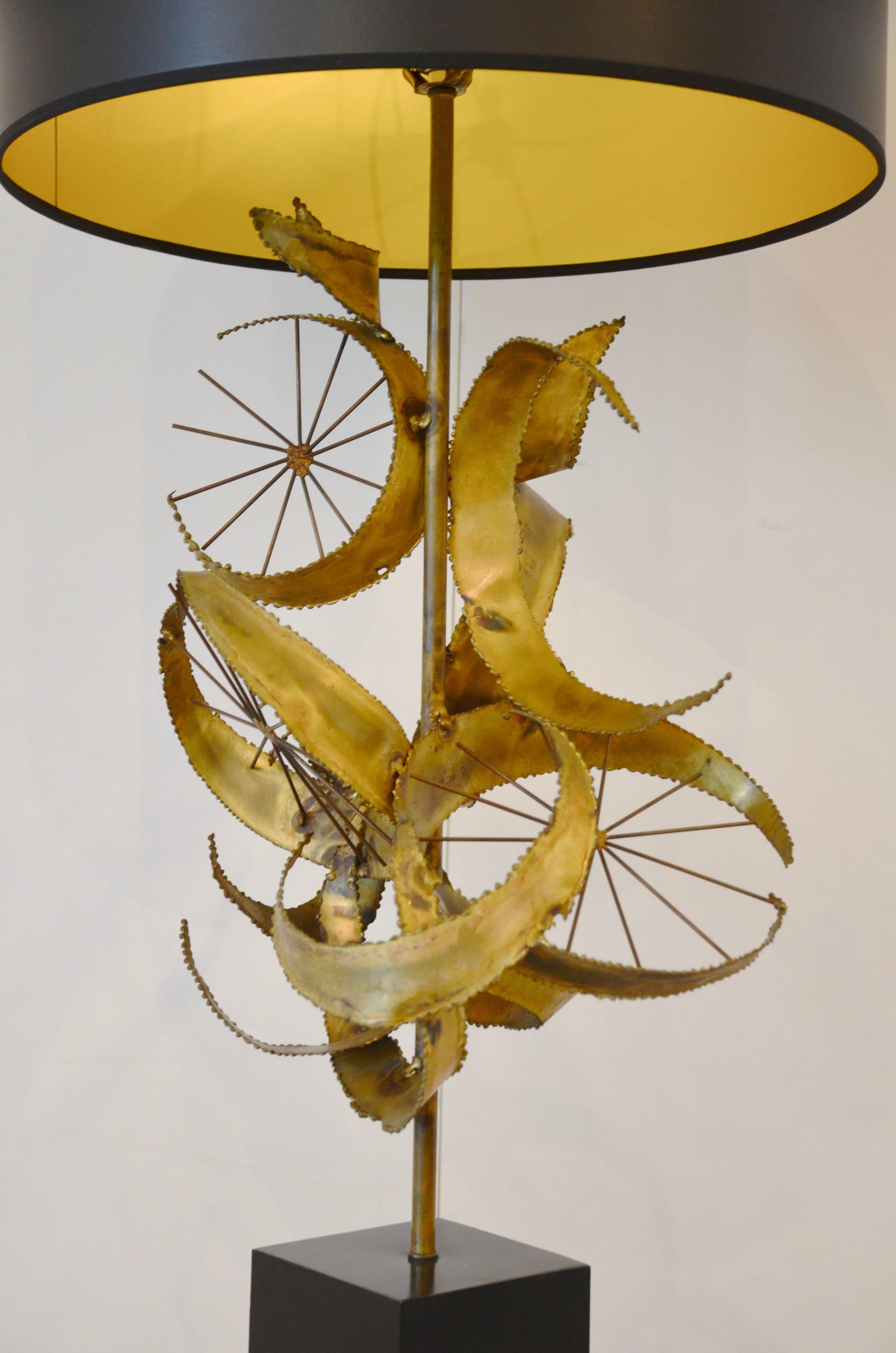 Brutalist Brass Lamp by Curtis Jere 2