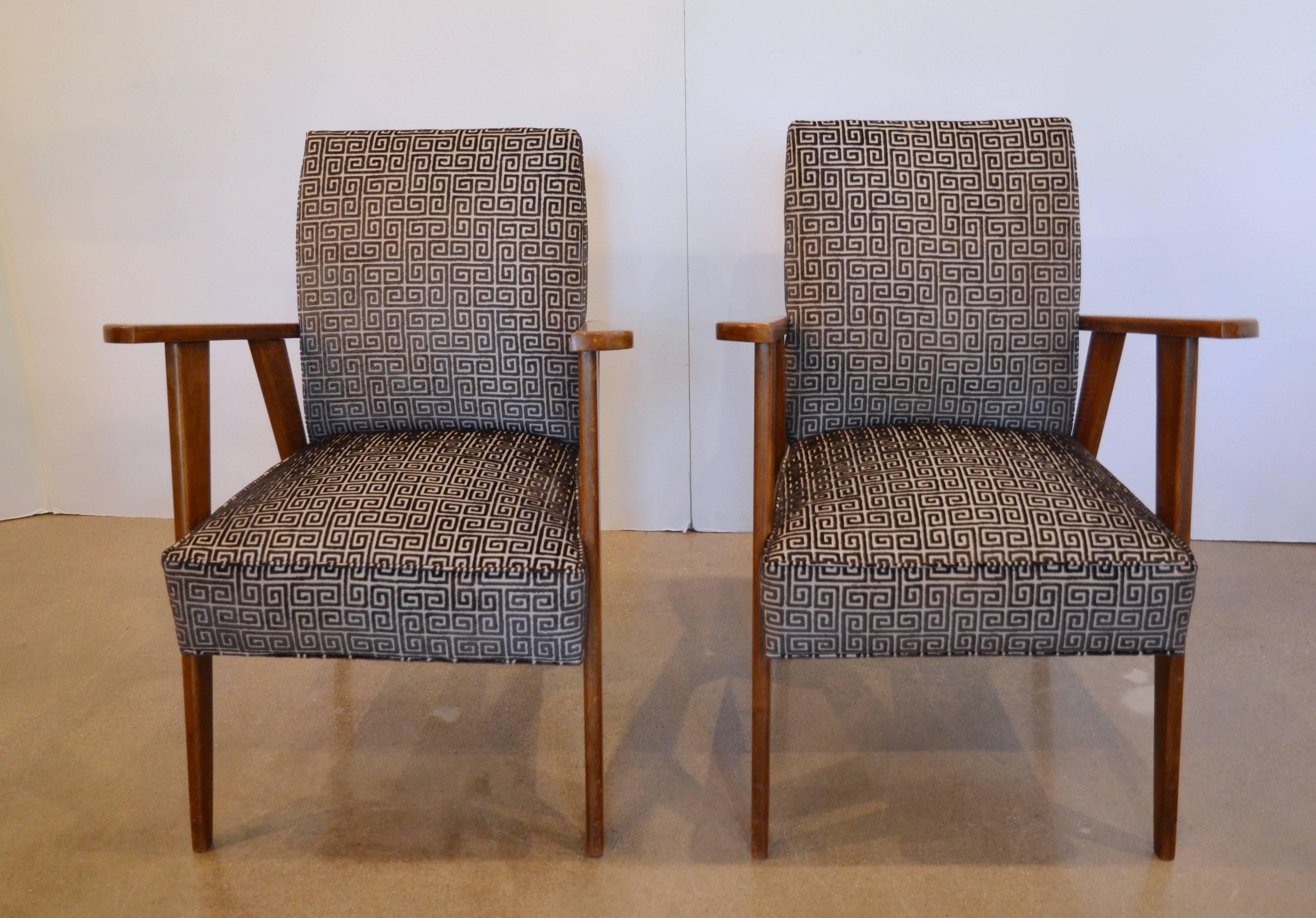 Pair of Italian Mid-Century Modern Armchairs:  Style of Pierre Jeanneret 2