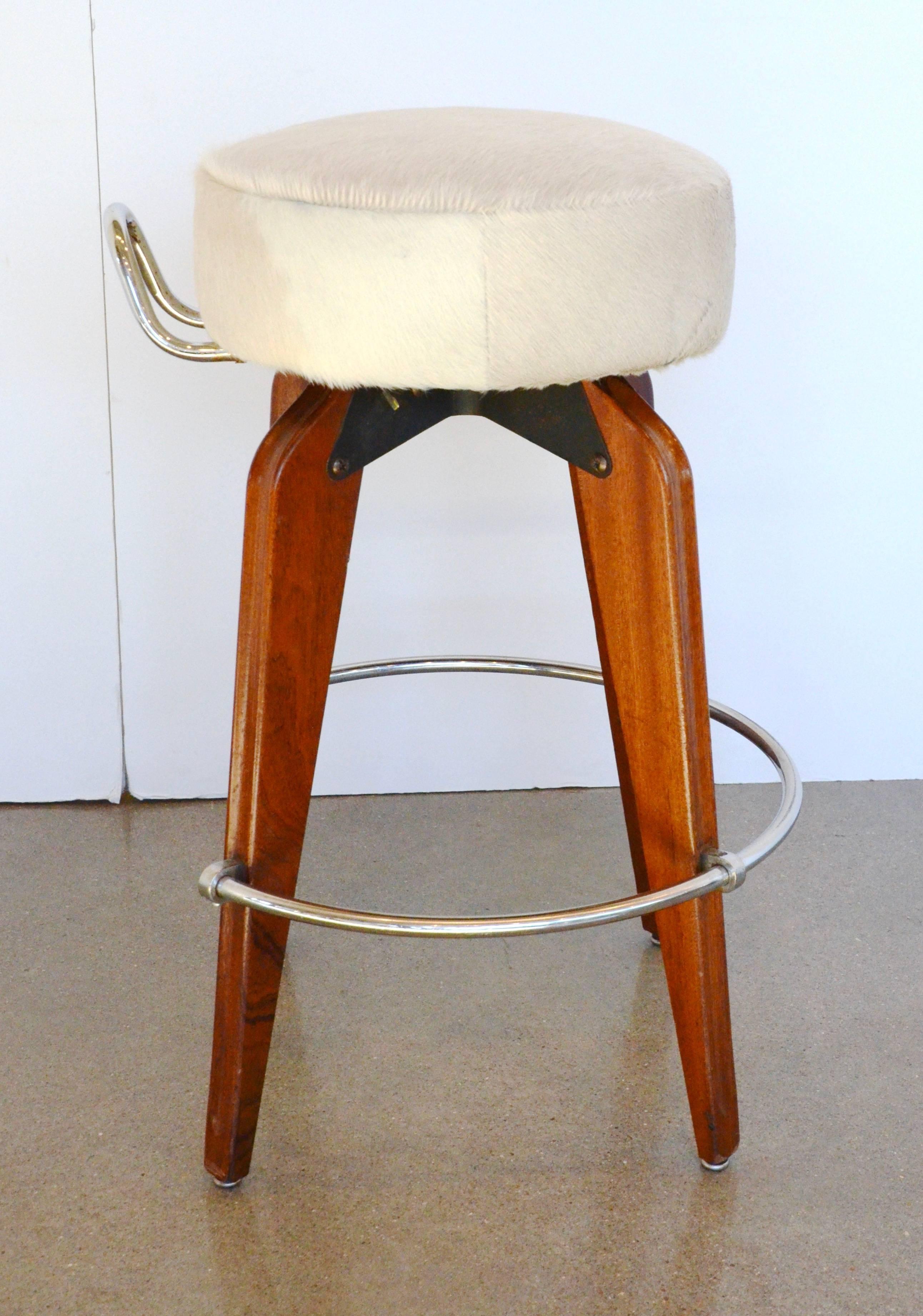 Cowhide James Bond Bar Stools, Mid-Century, from the Saint-Vincent Casino, Italy