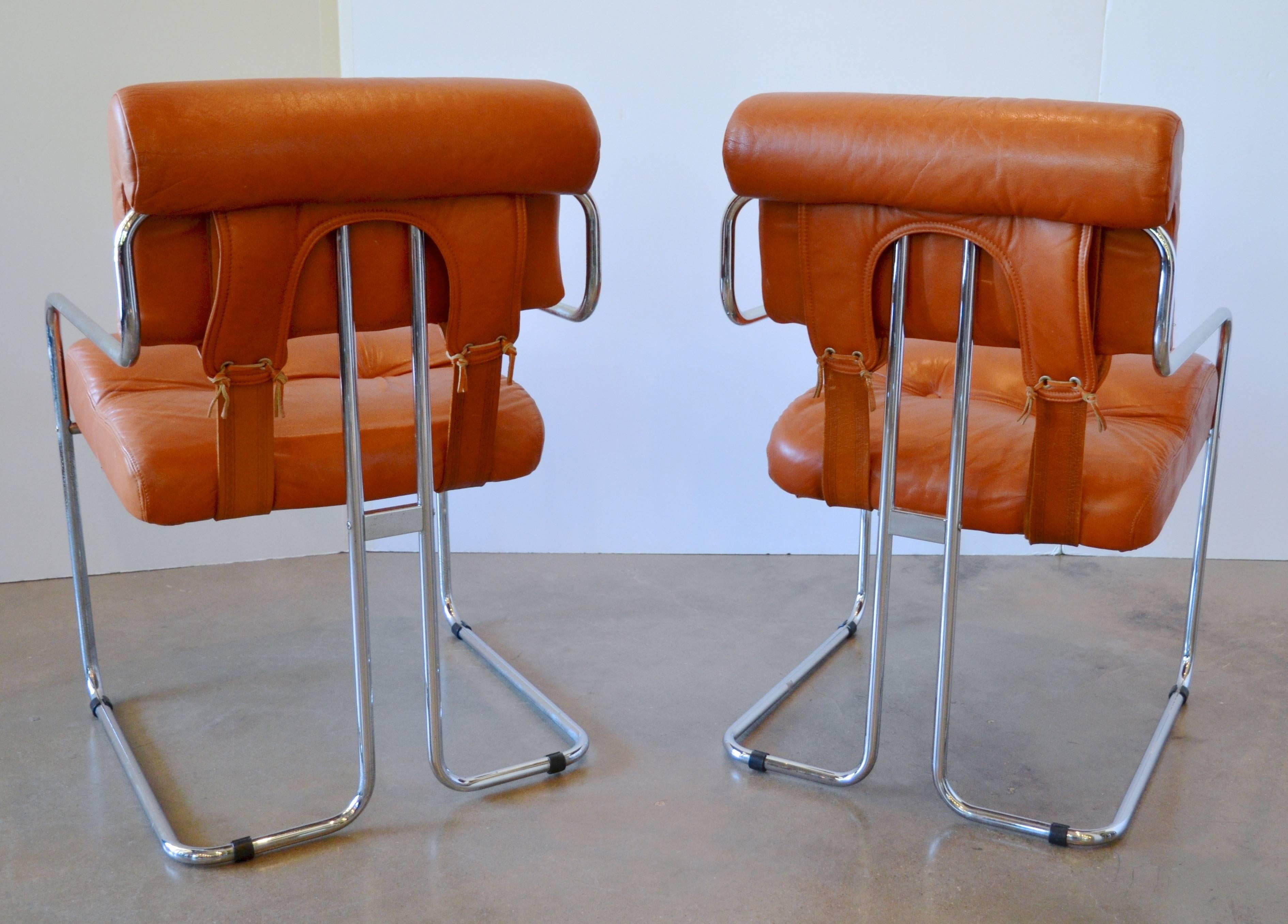 Leather Tucroma Chairs for Pace and Amber Acrylic and Glass Dining Table:  1970 2