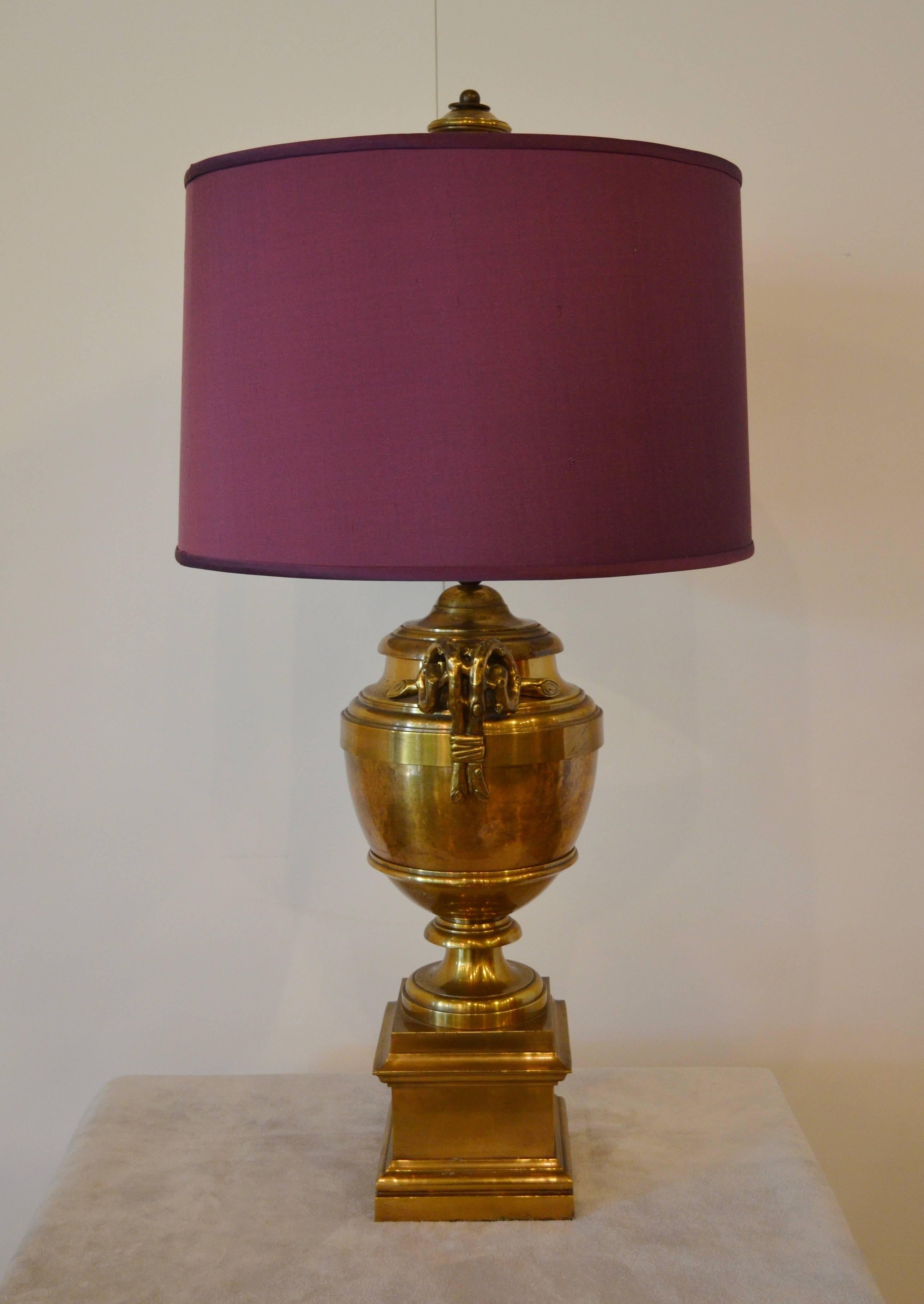 Large Chapman Brass Lamp with Rams Head Detail 2