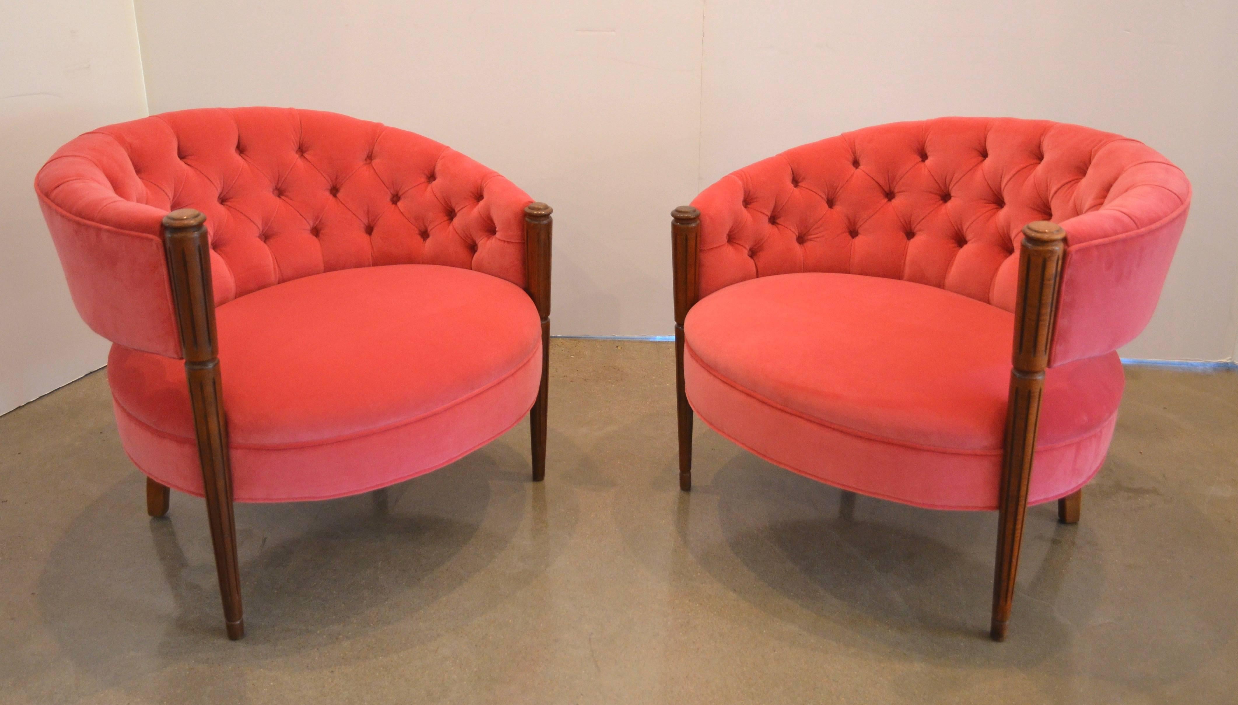 20th Century Pair of J. B. Van Sciver Tufted Chairs