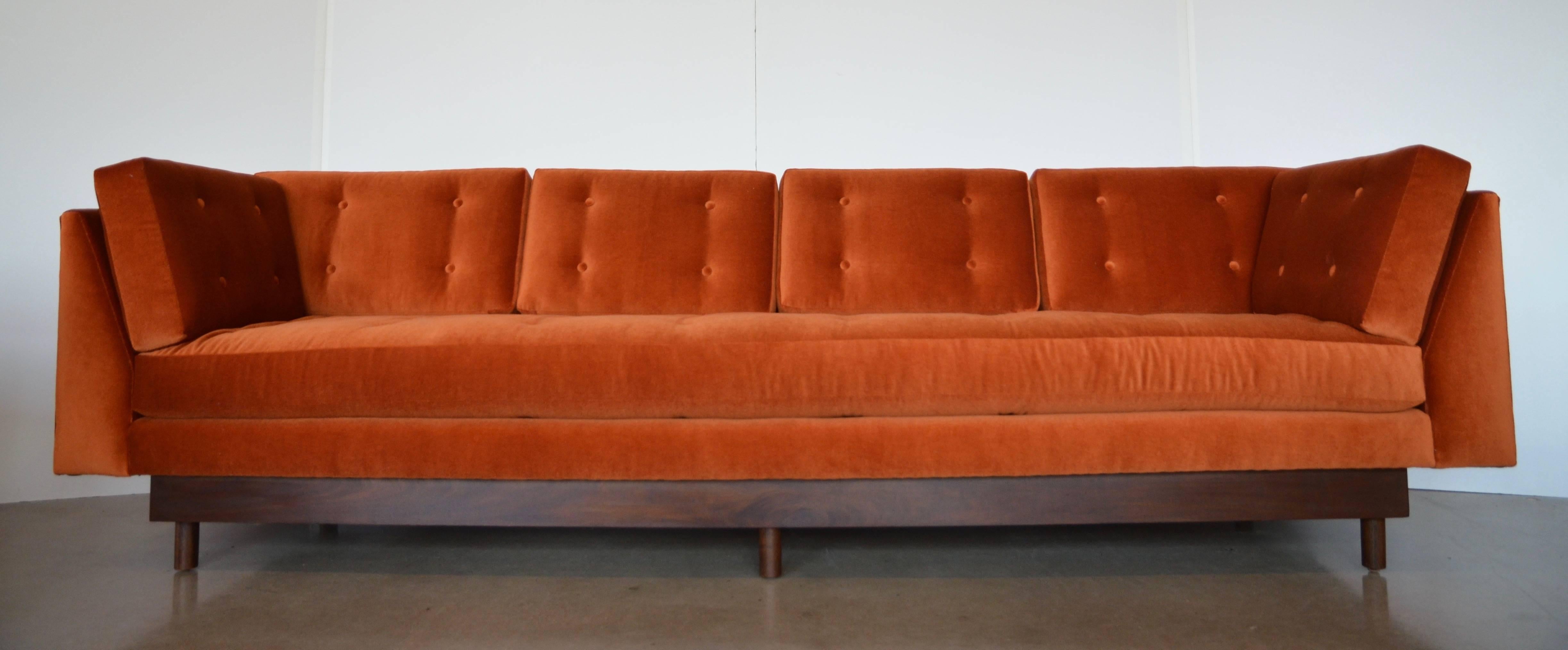 Mid-Century Modern Mid-Century Wormley Style 4-Seater Sofa in Orange Mohair